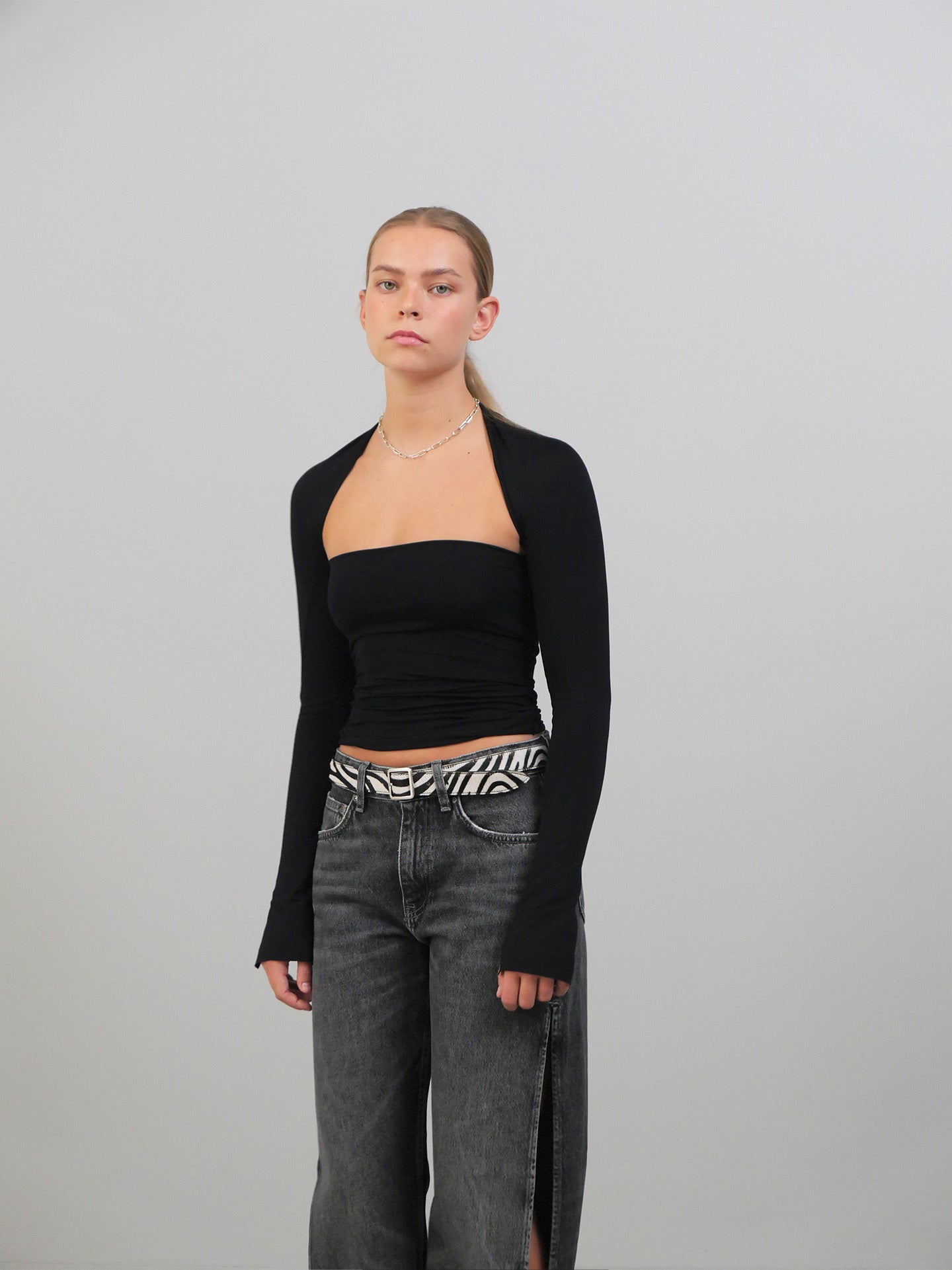 2 Piece Top In Viscose - Black