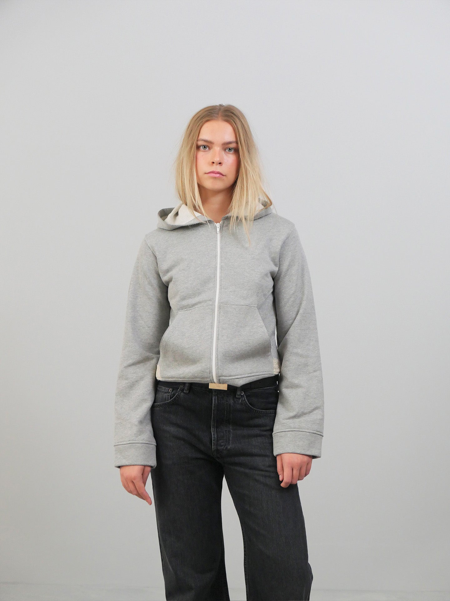 Lace Zip Up Hoodie - Grey