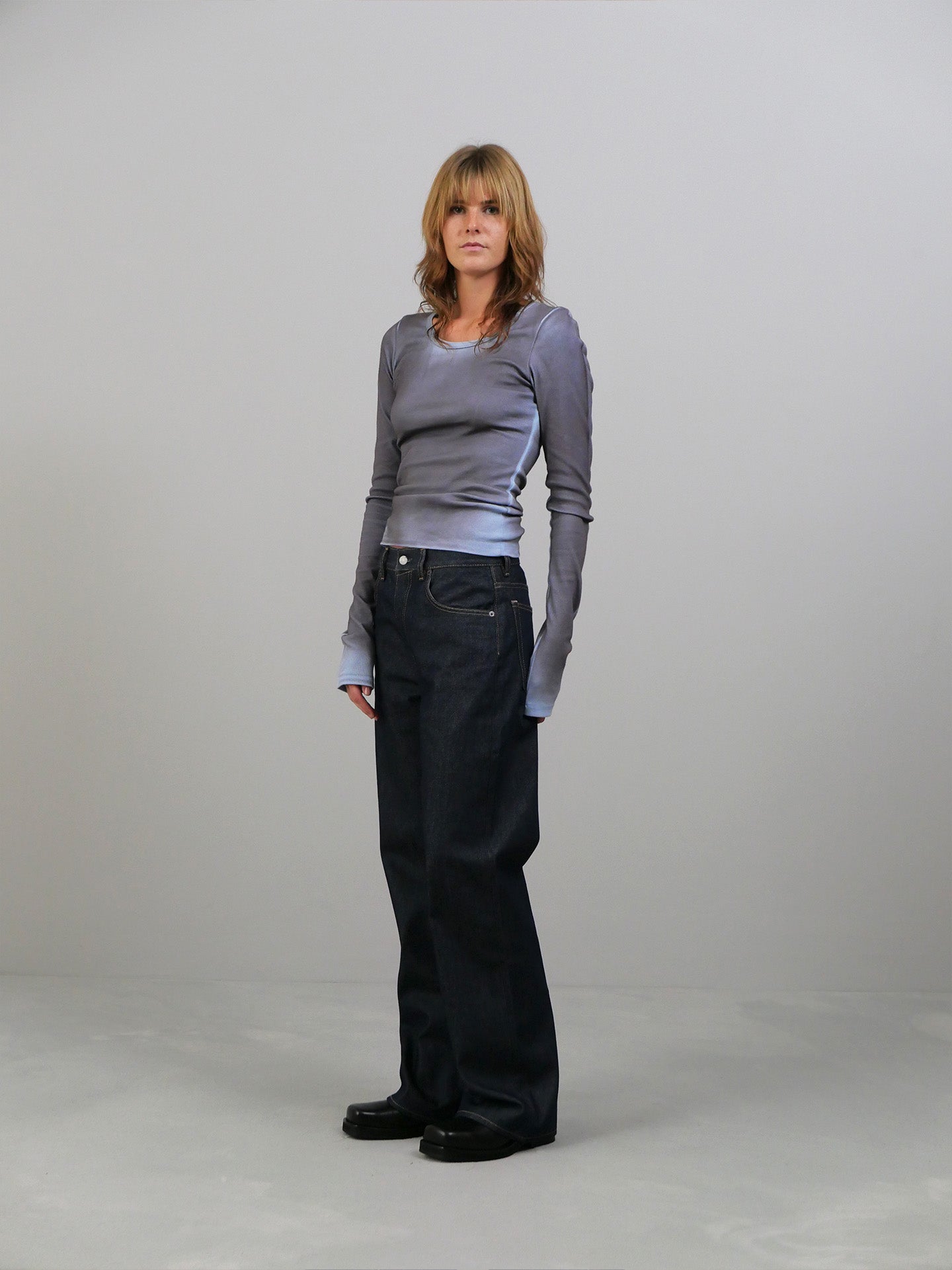 Java Blouse - Light Blue/Brown