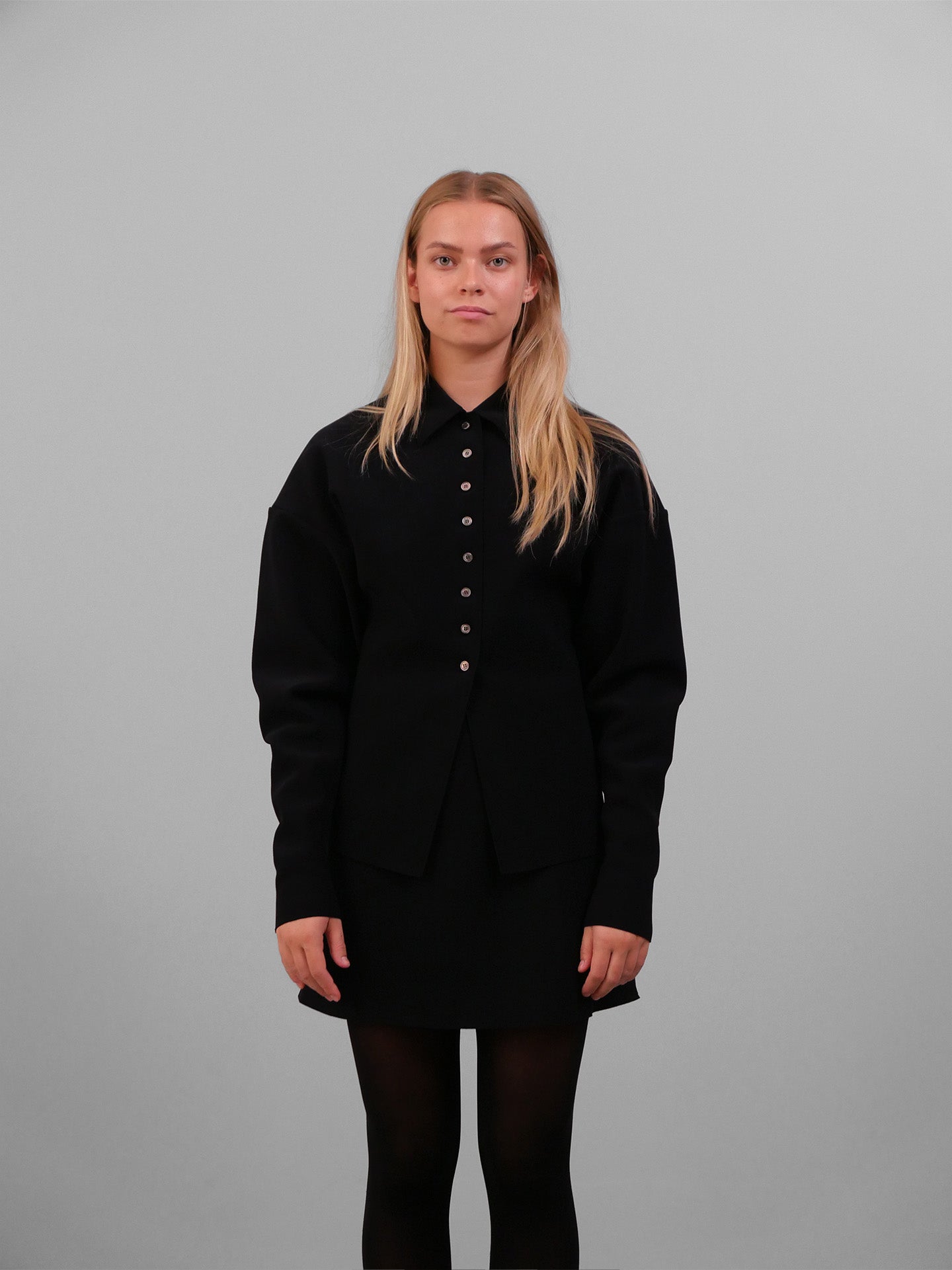 Lay3 Point Collar Cardigan - Ink