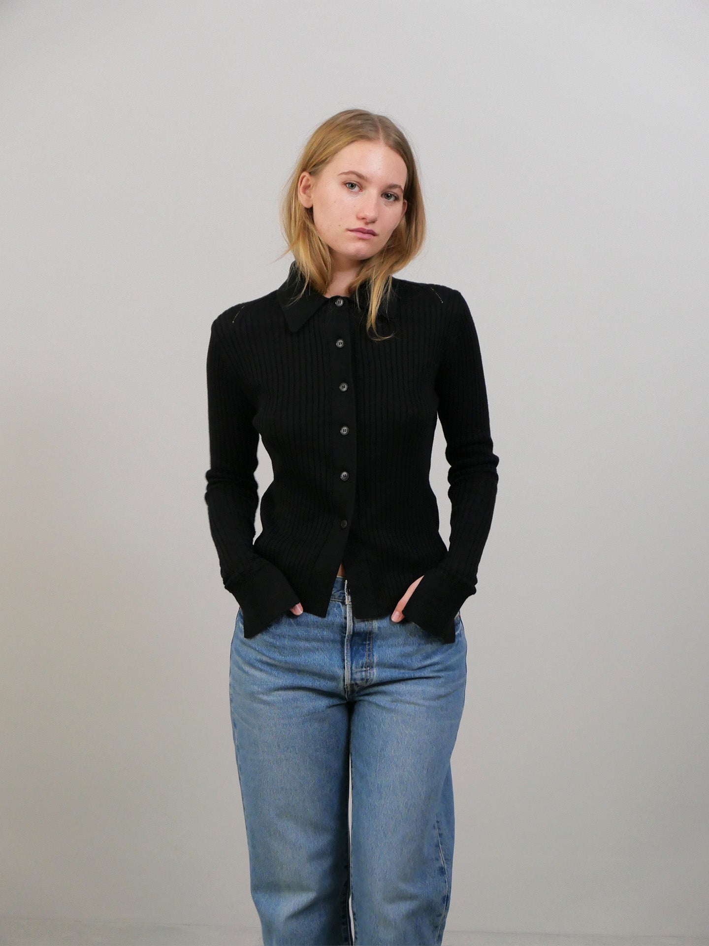 Knitted Rib Shirt - Washed Graphite