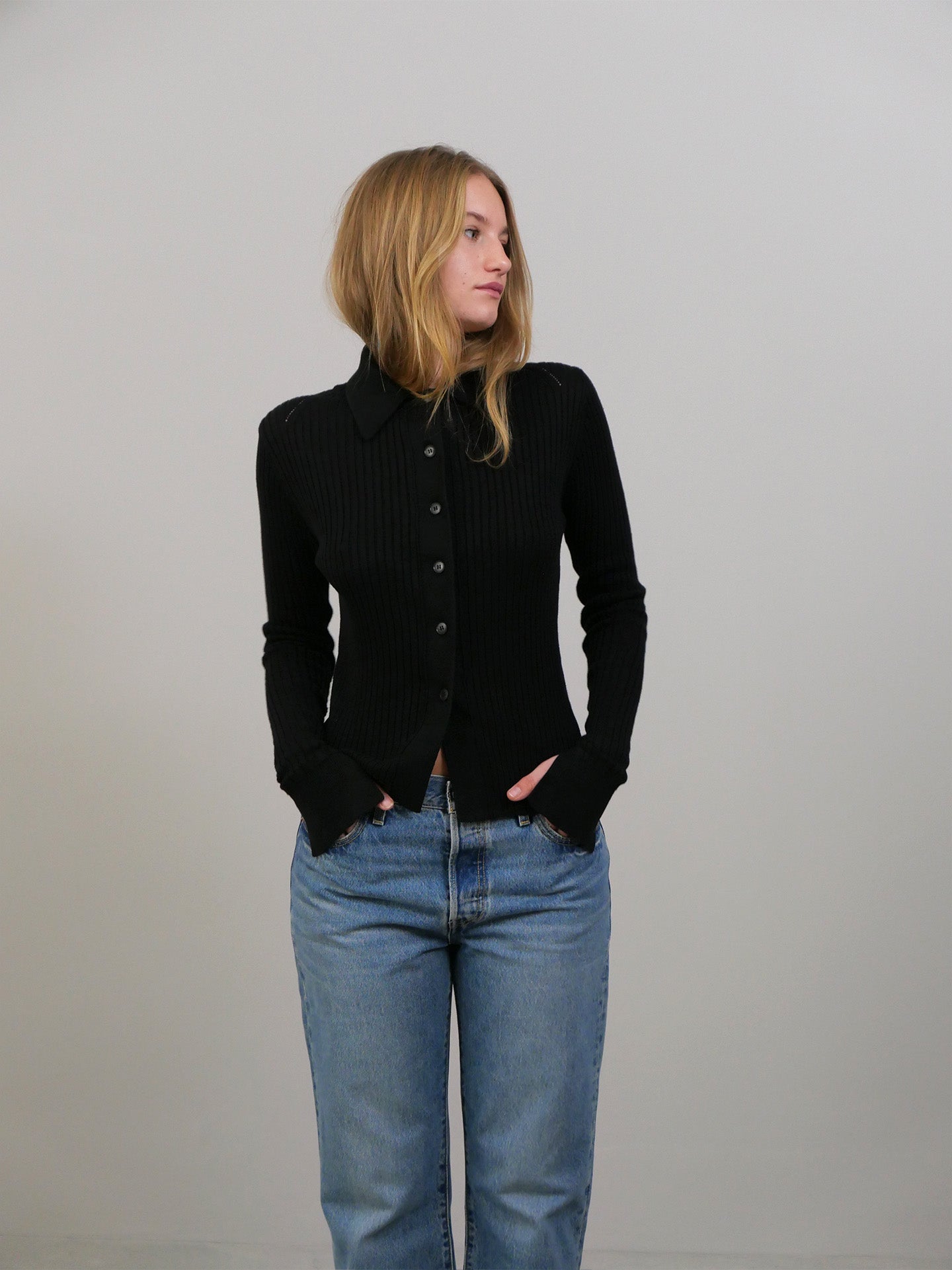 Knitted Rib Shirt - Washed Graphite