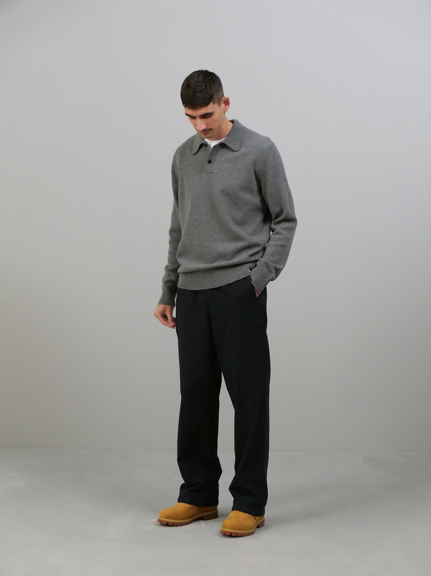 Lucien Herringbone Trousers - Black