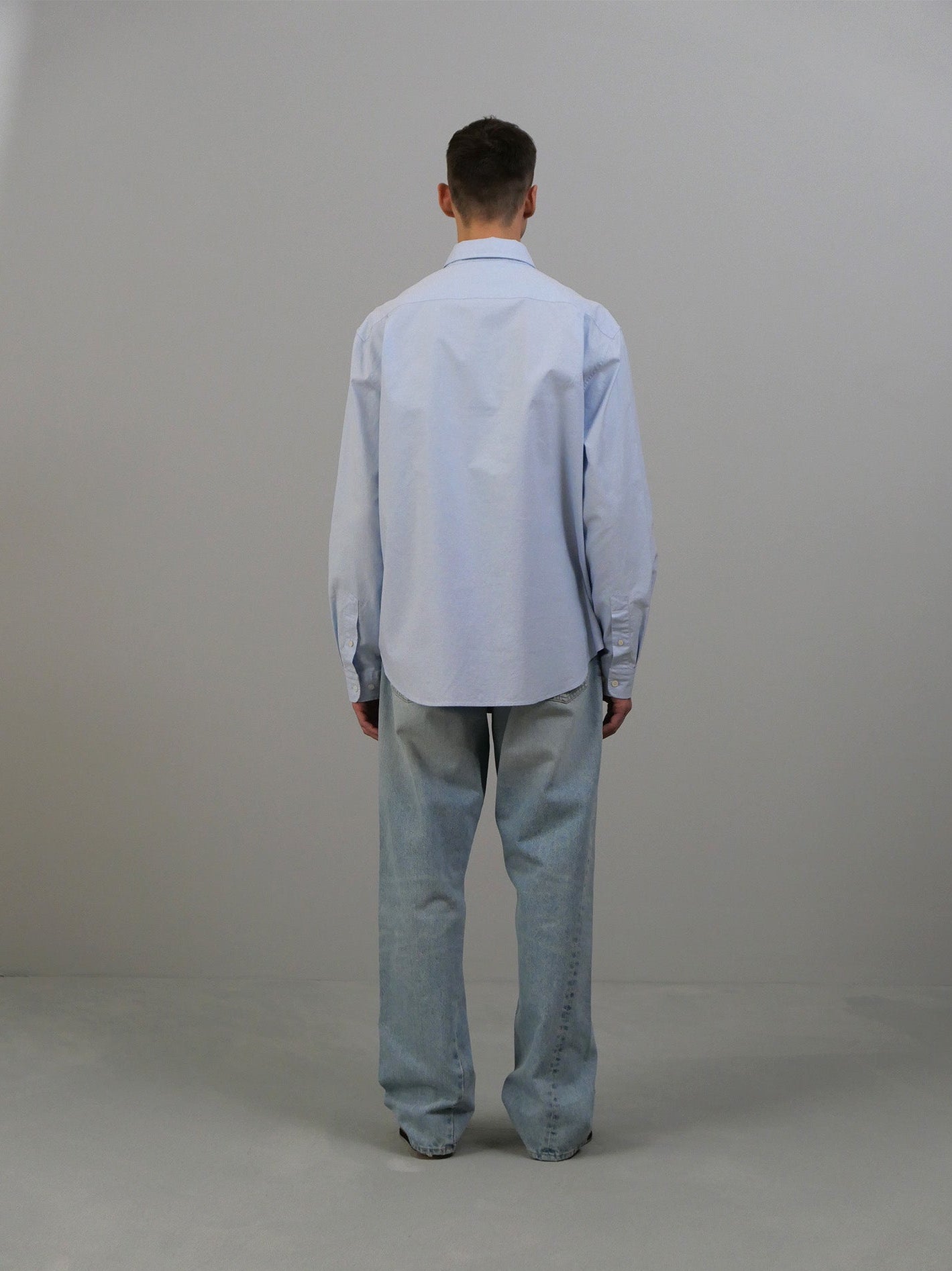 Face Mini Logo Button-up Shirt - Light Blue