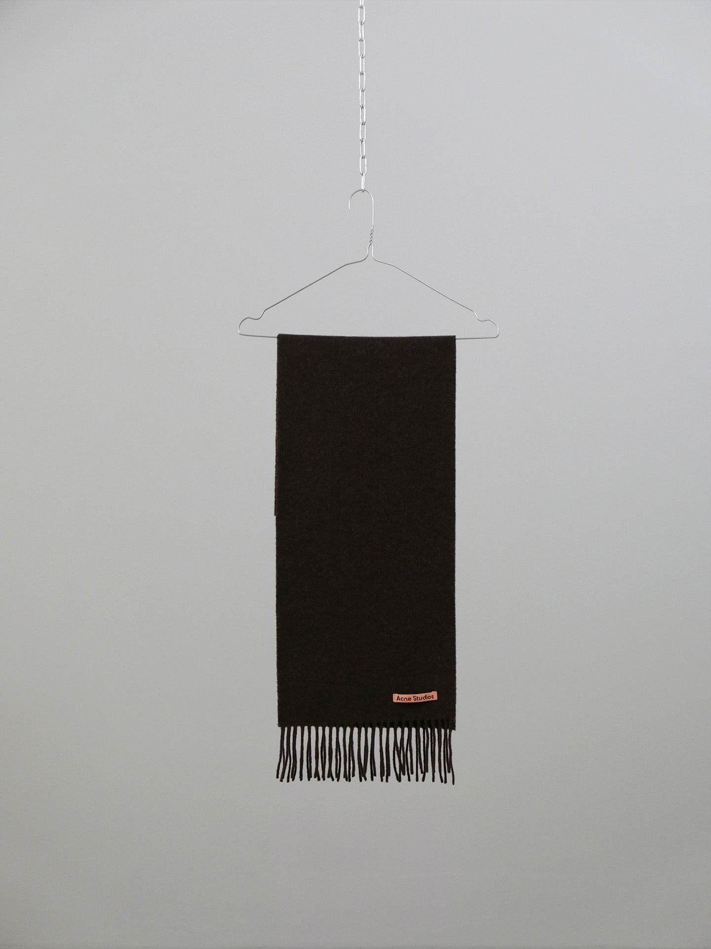 Fringe Wool Scarf Narrow - Brown Melange