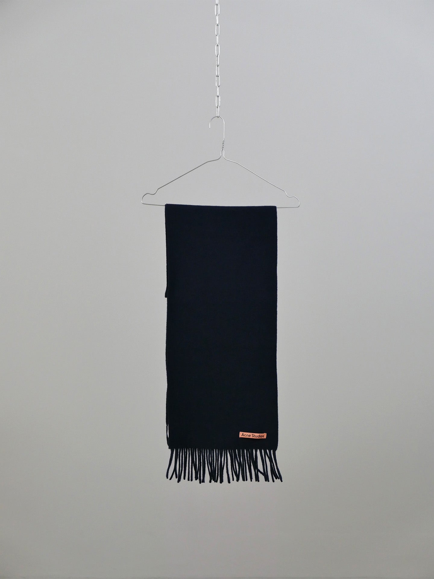 Fringe Wool Scarf Narrow - Dark Navy