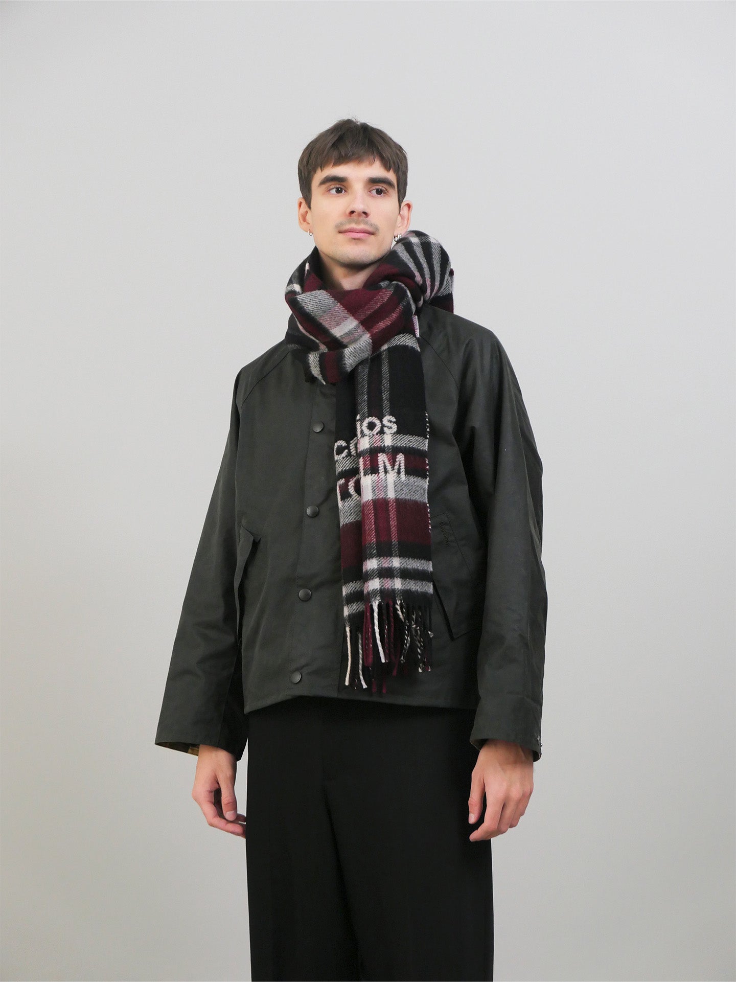 Check Logo Scarf - Black/Burgundy
