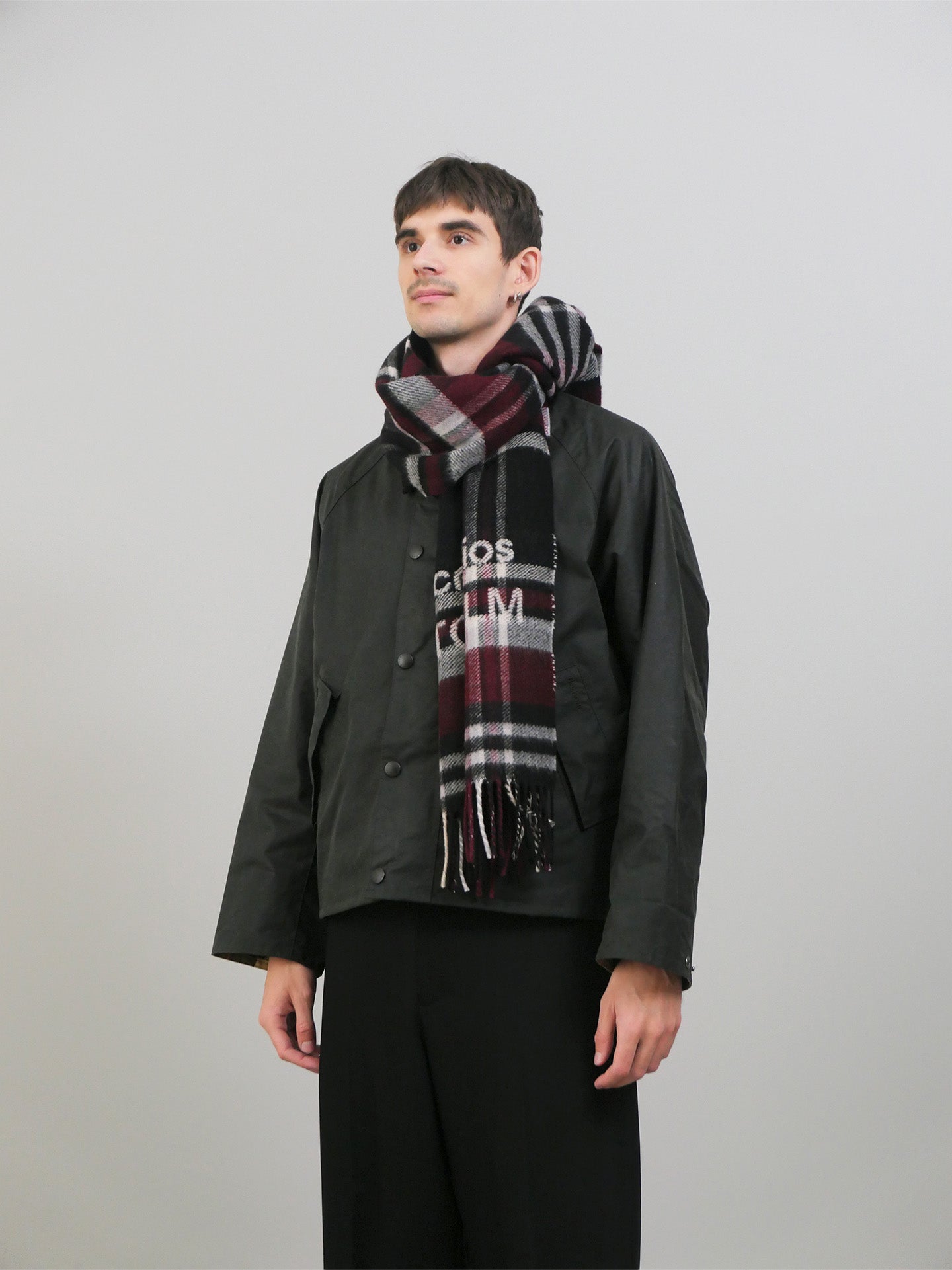Check Logo Scarf - Black/Burgundy