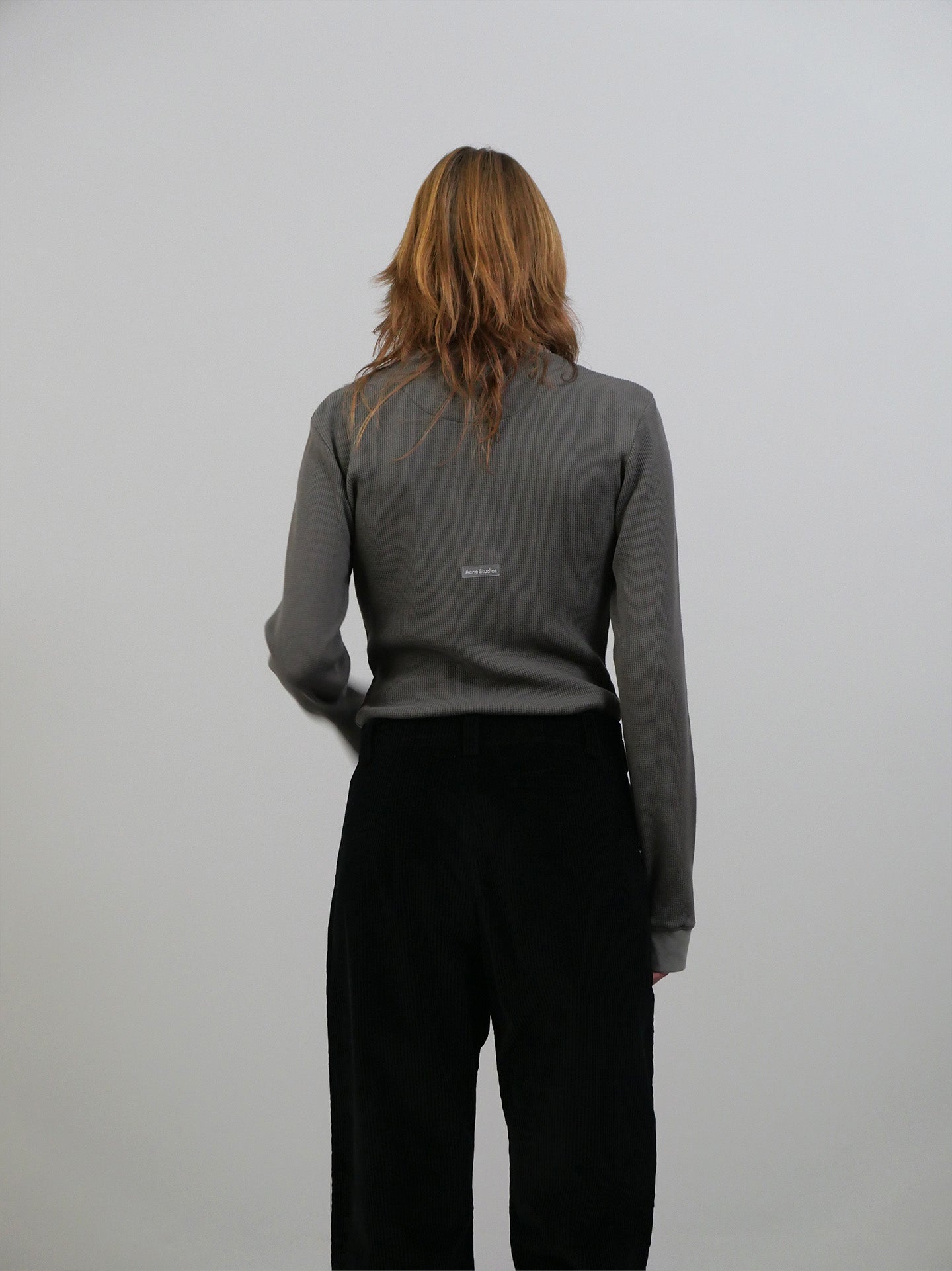 Longsleeve Waffle Knit Top - Grey