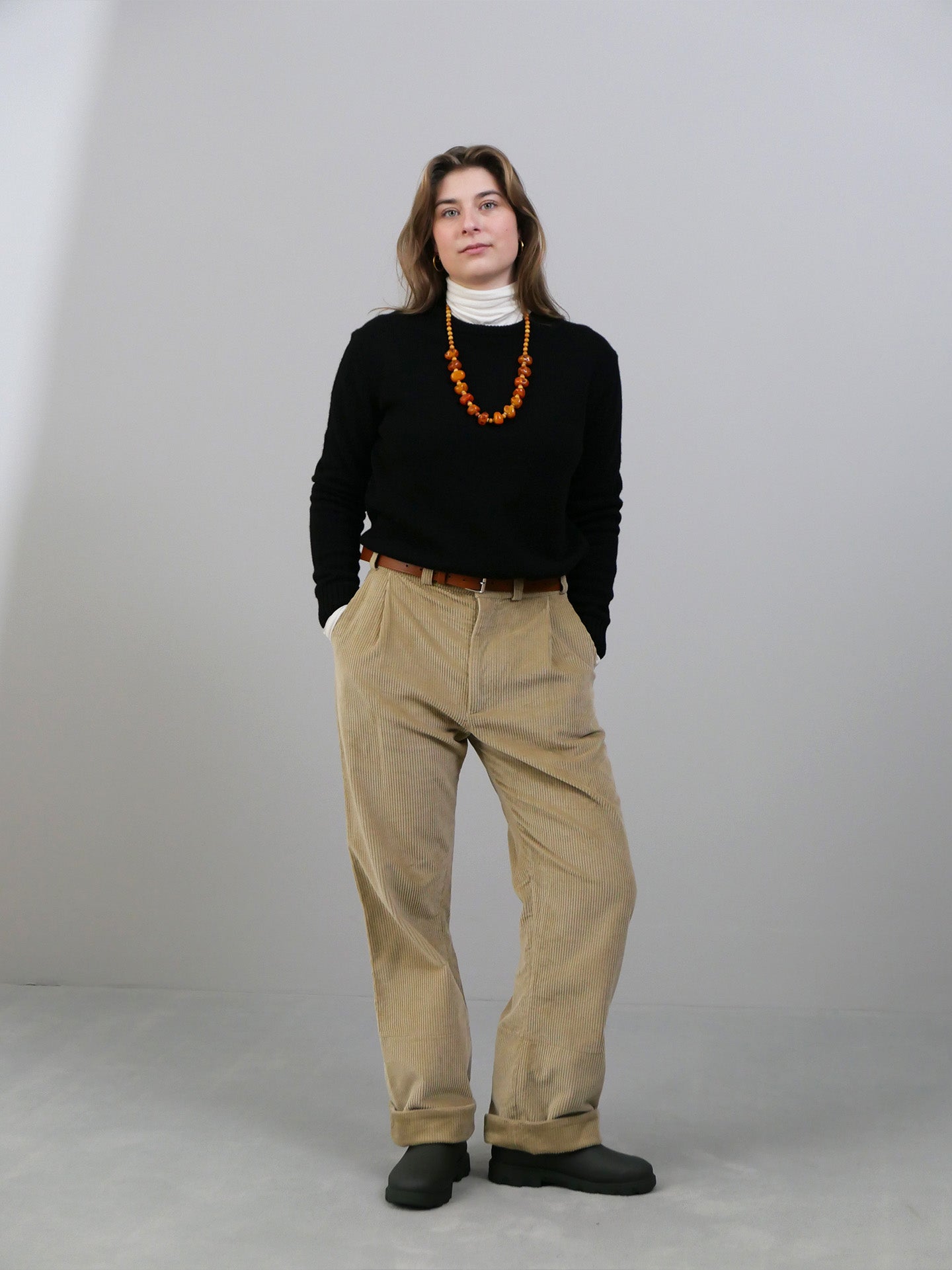 Corduroy Box Trousers - Oatmeal