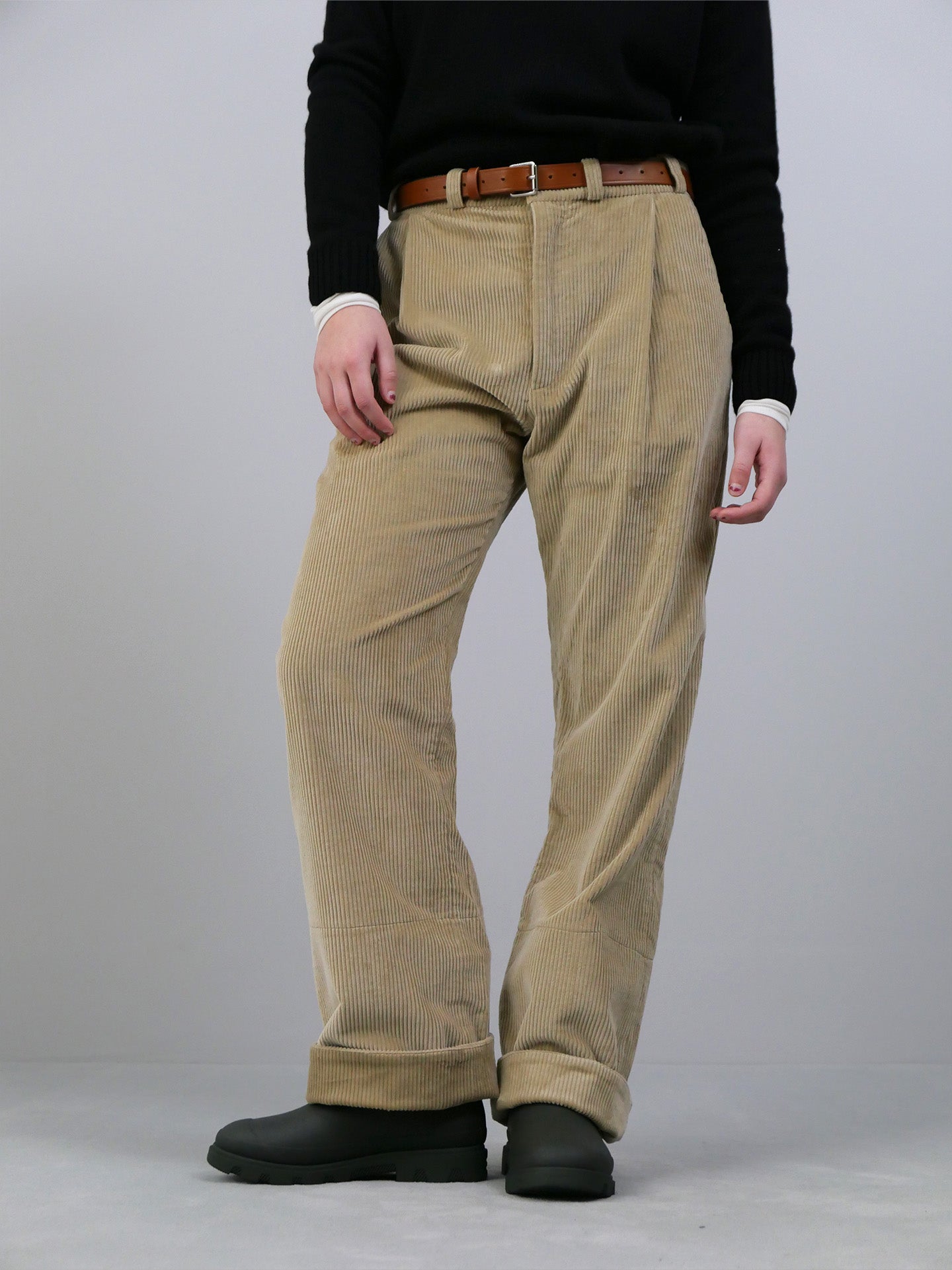 Corduroy Box Trousers - Oatmeal