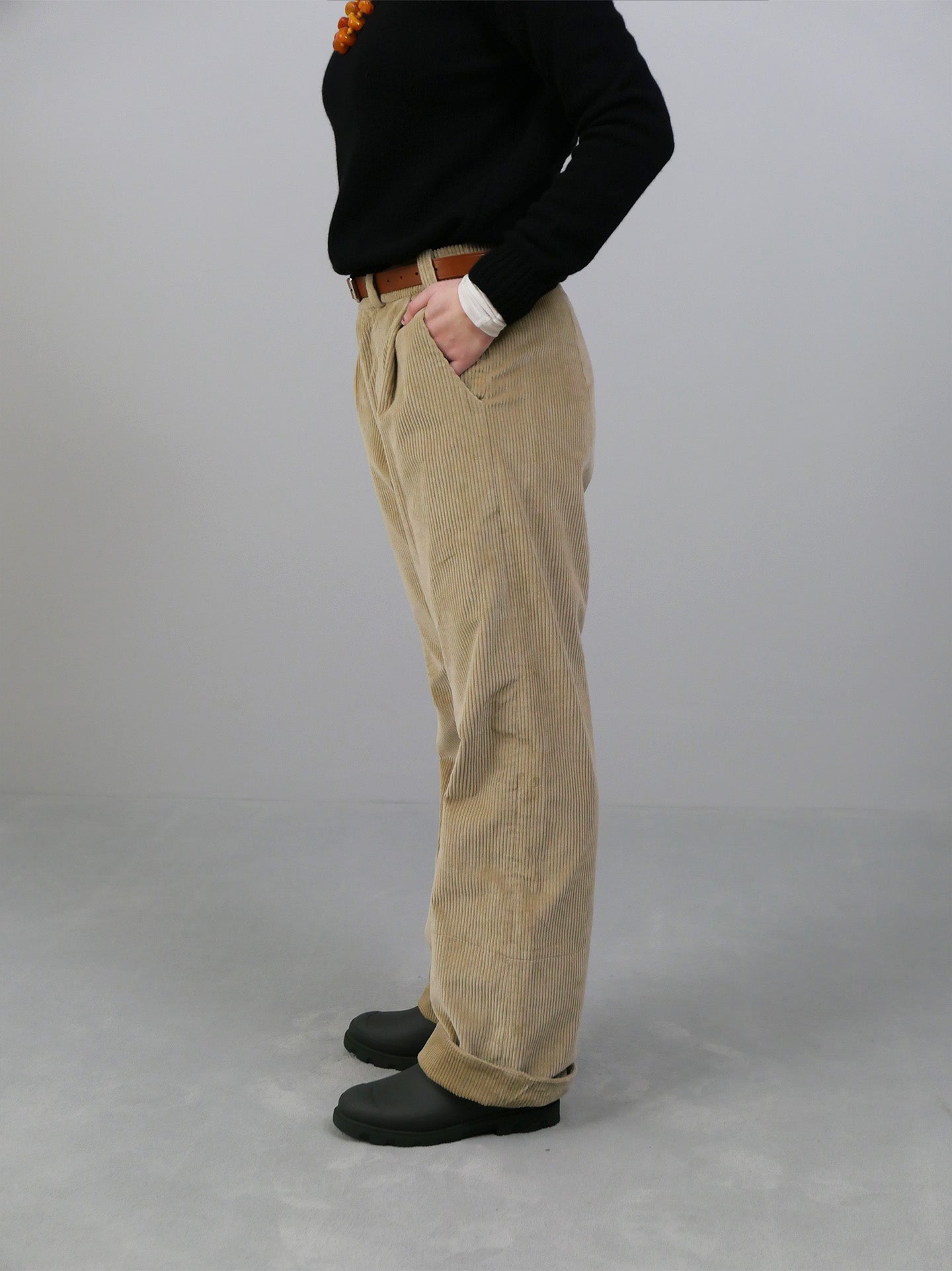 Corduroy Box Trousers - Oatmeal