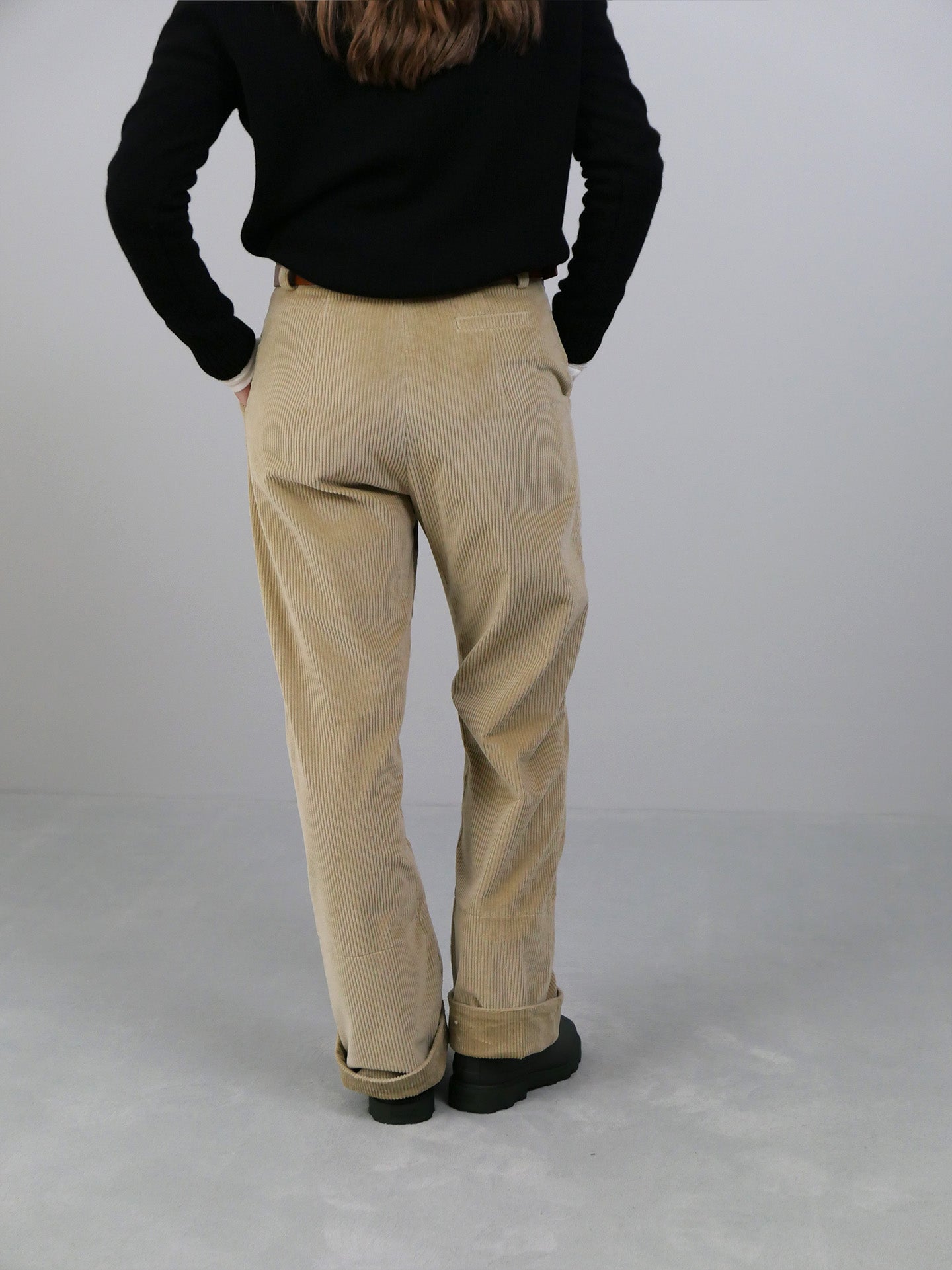 Corduroy Box Trousers - Oatmeal