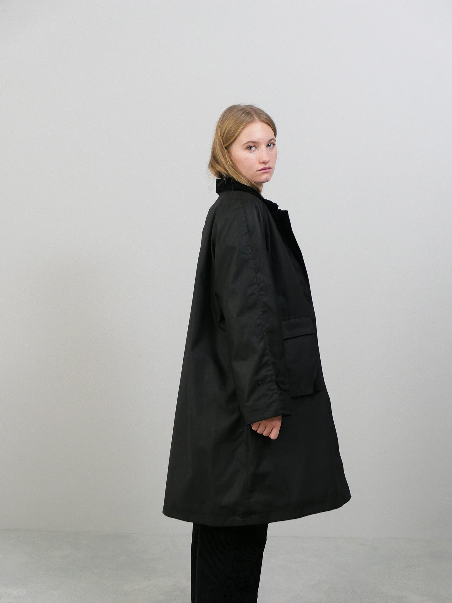 Oilskin Long Coat - Black