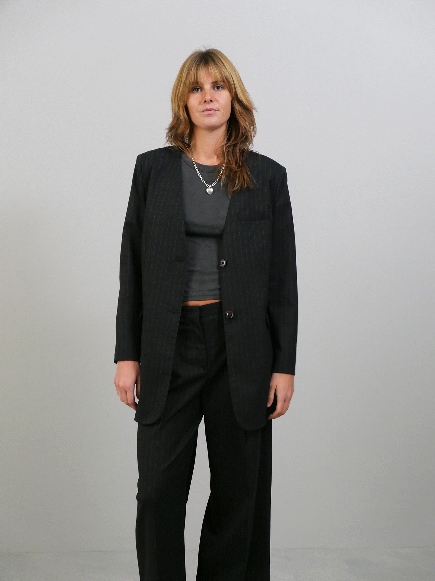 Andora Blazer - Dark Pinstripe