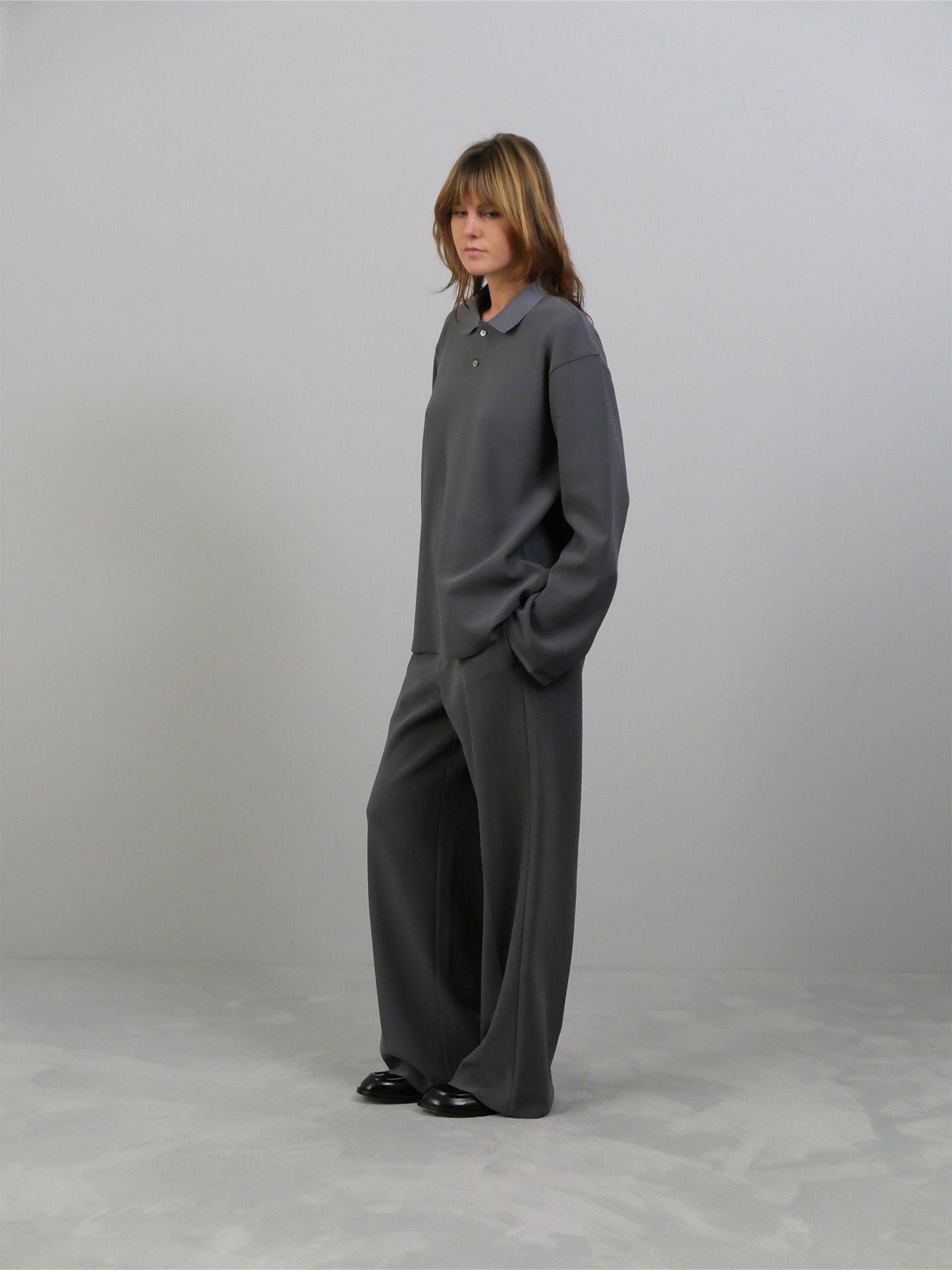 Lay2 Long Sleeve Polo - Silver