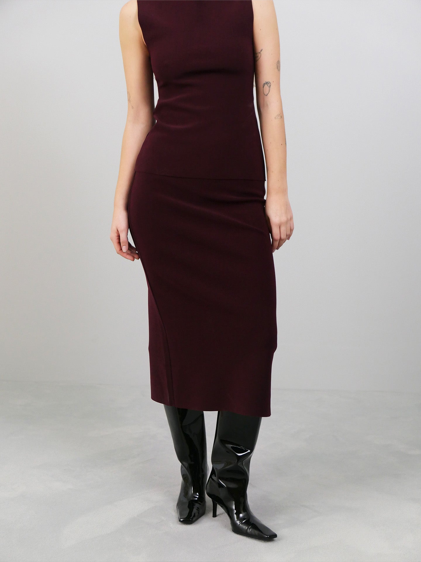 Lay2 H Long Skirt - Maroon