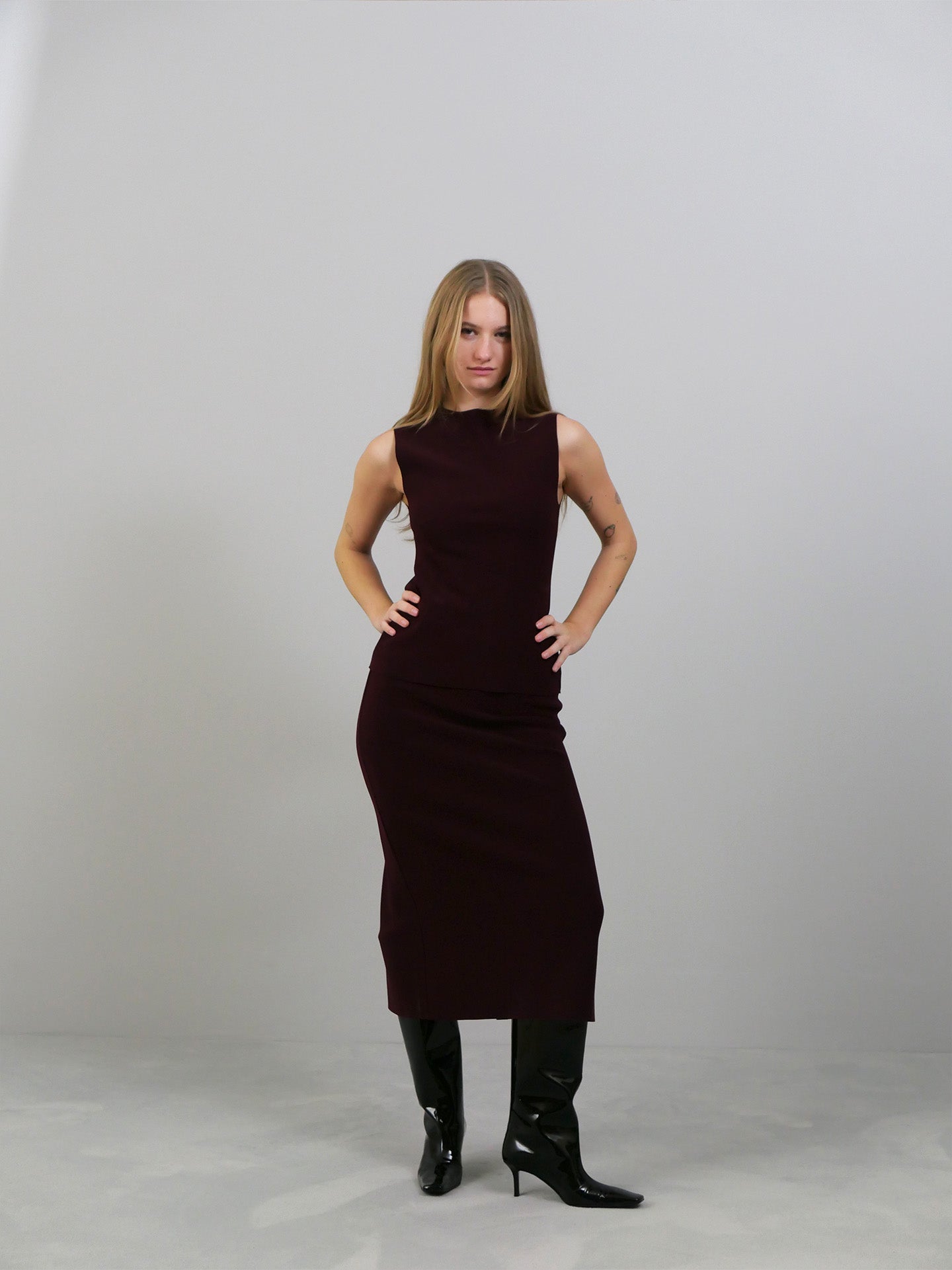 Lay2 H Long Skirt - Maroon