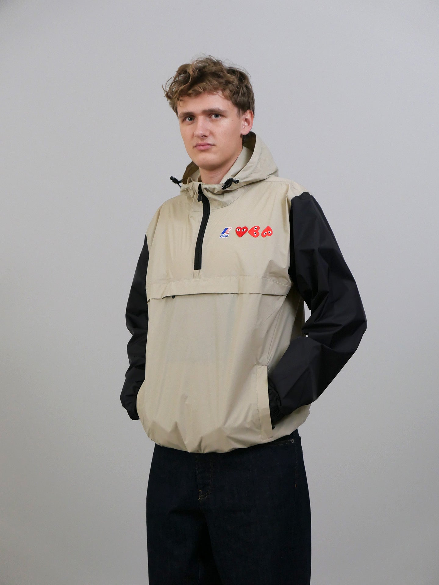 K-Way Contrast Jacket - Beige/Black