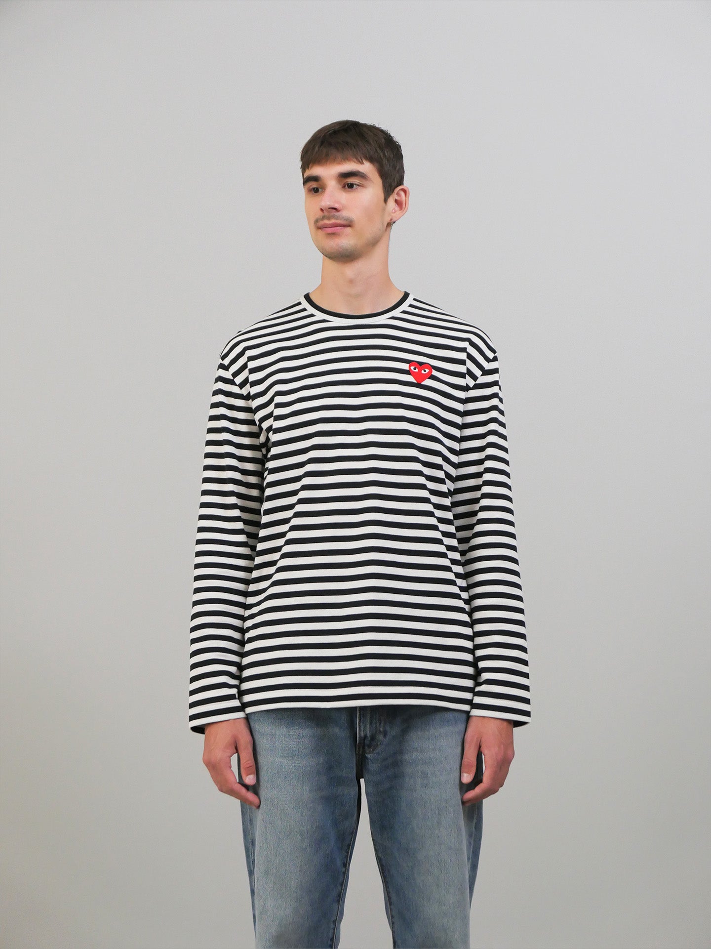 Red Heart LS T-Shirt - Black/White