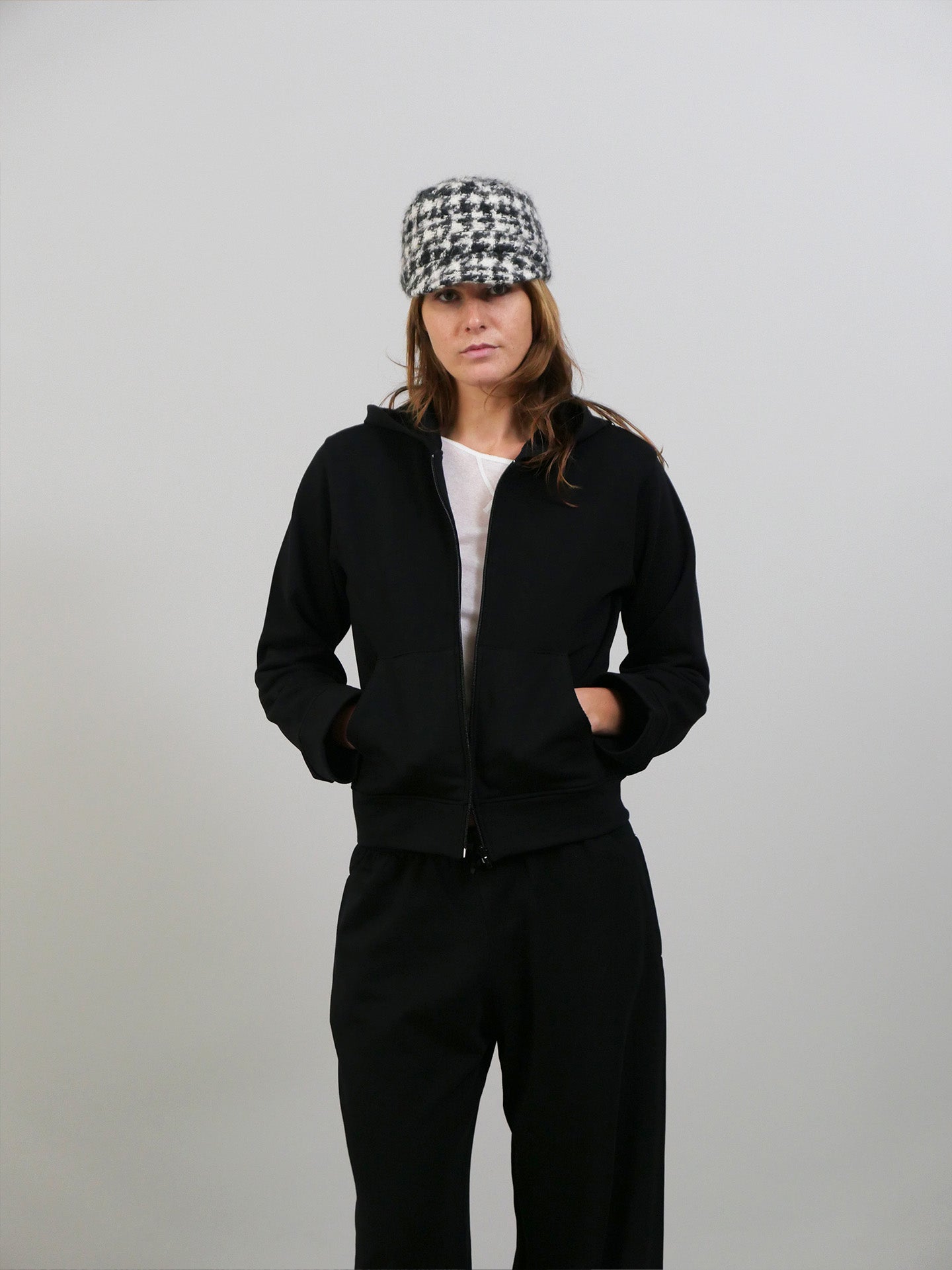 Lace Zip-up Hoodie - Black