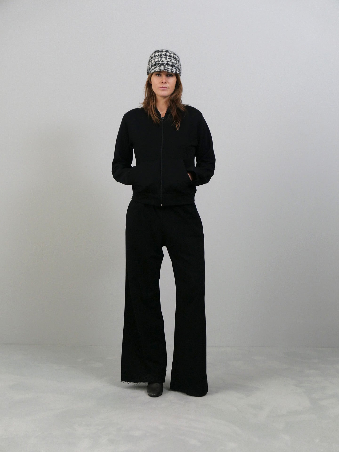 Lace Zip-up Hoodie - Black