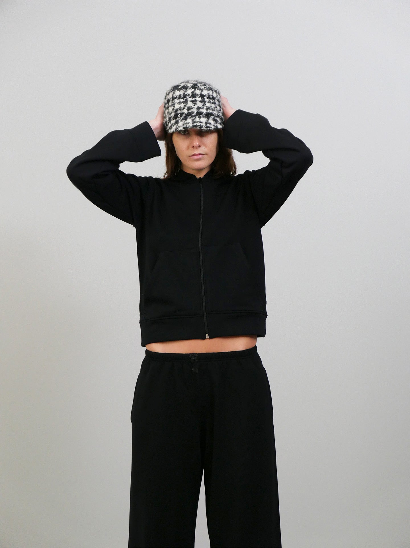 Lace Zip-up Hoodie - Black