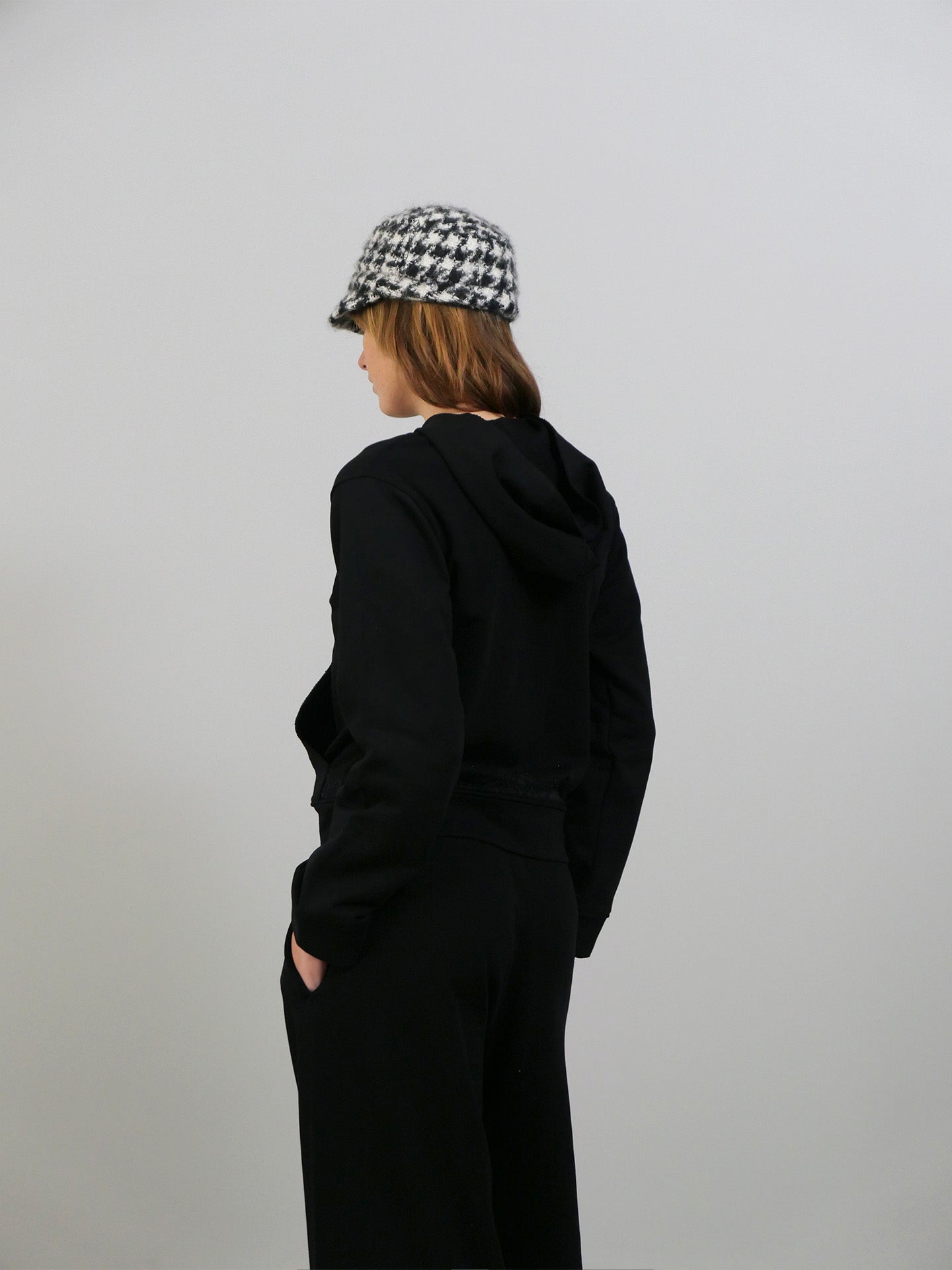 Lace Zip-up Hoodie - Black