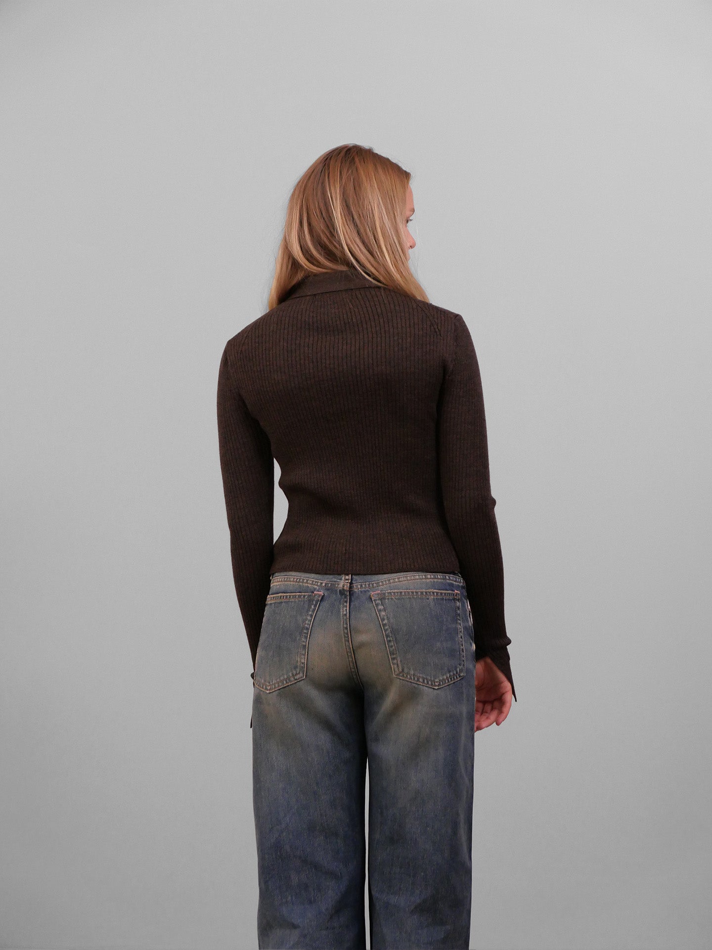 Knittet Rib Shirt - Dark Brown