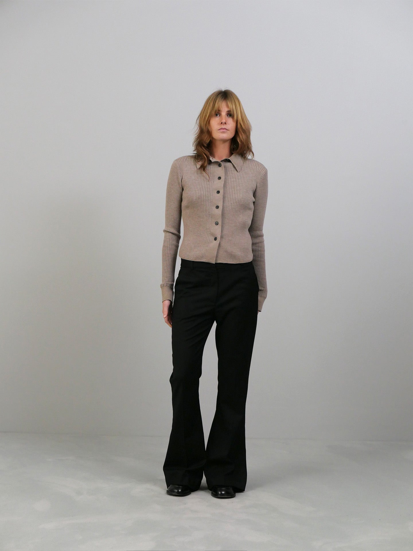 Knittet Rib Shirt - Oatmeal