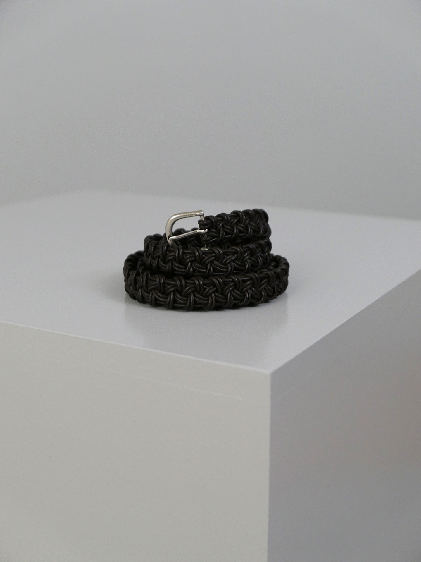 Braided Leather Belt - Chocolate Brown