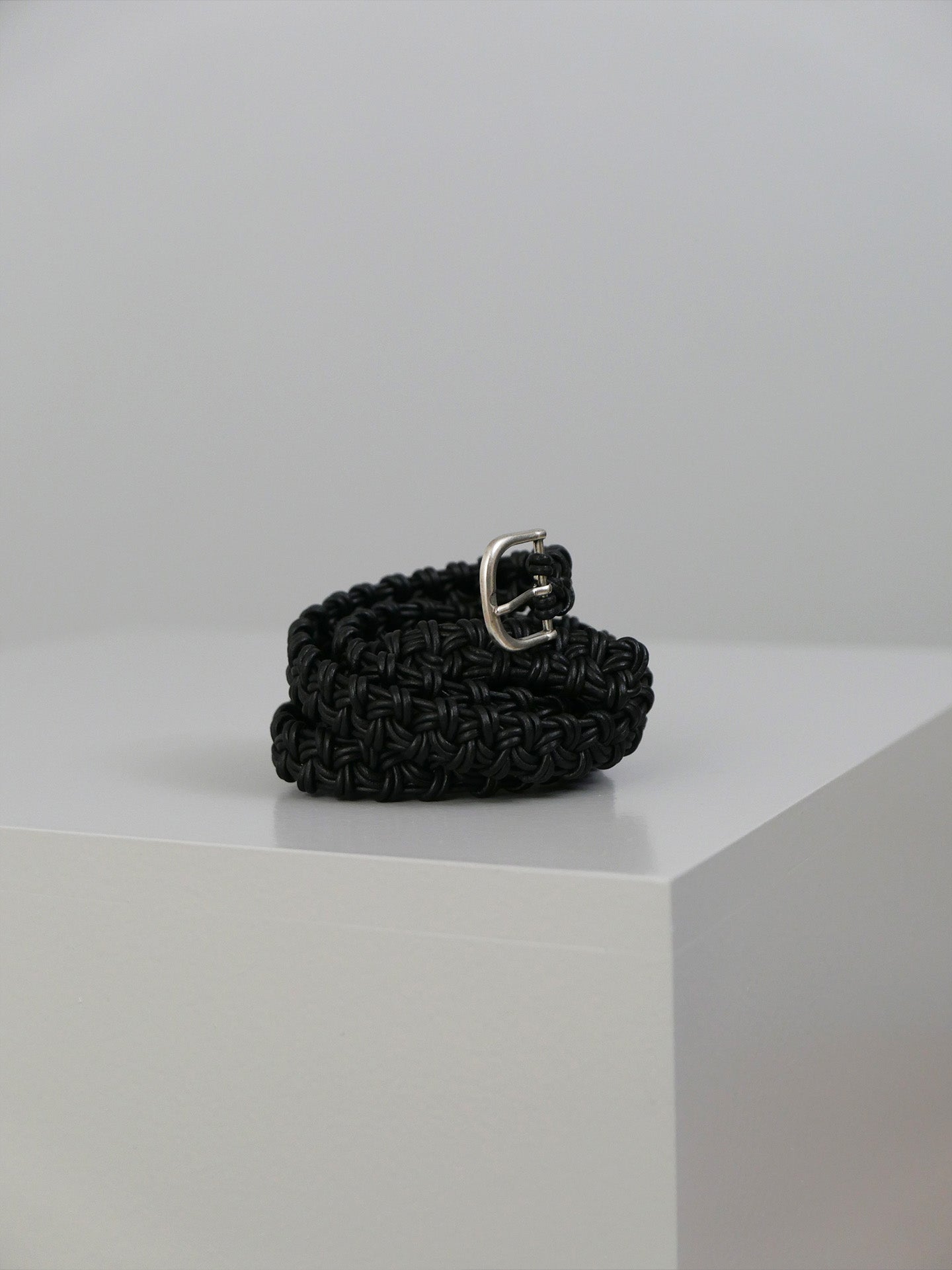 Braided Leather Belt - Black