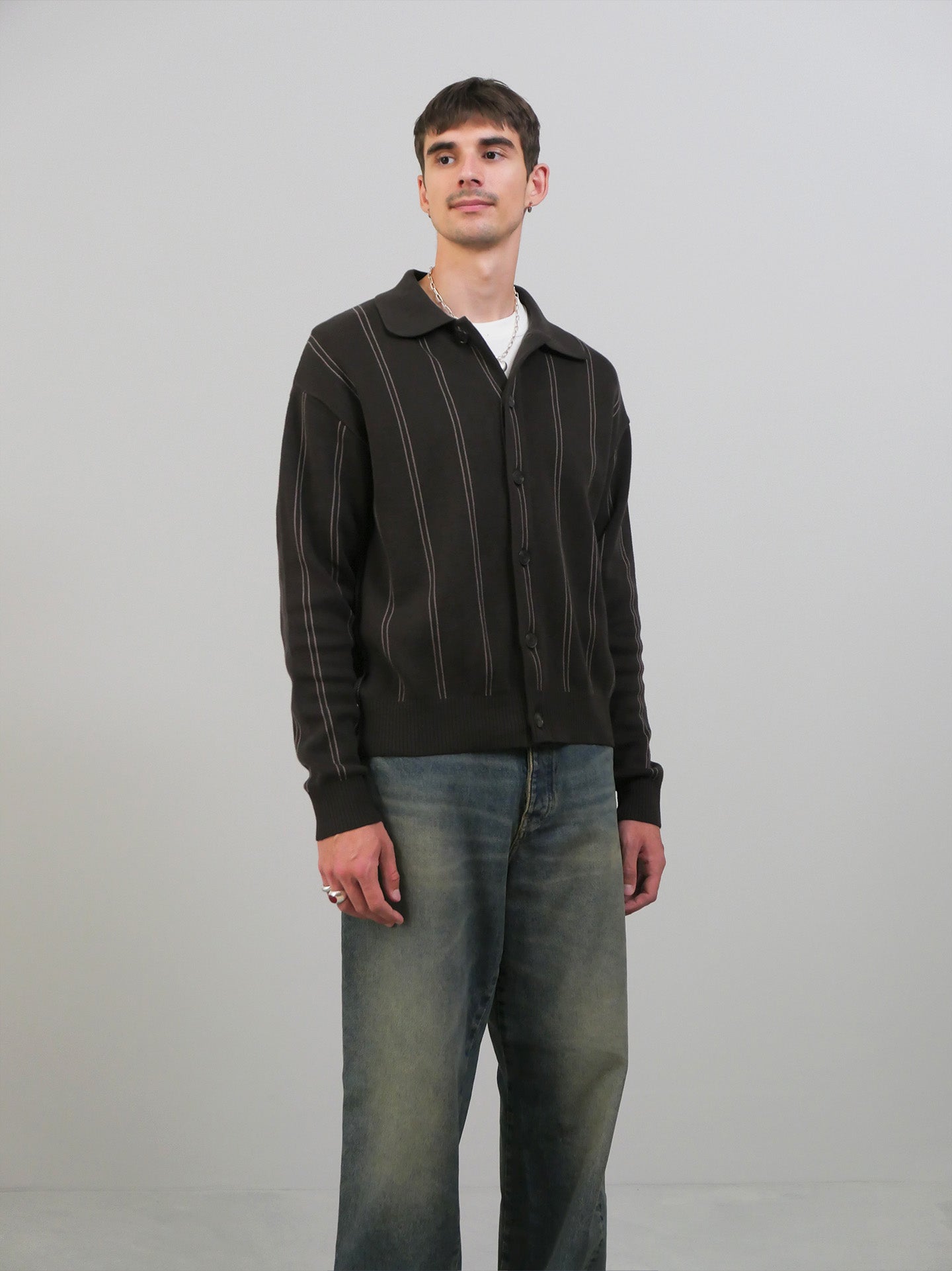 Formal Cardigan - Biscuit Stripe