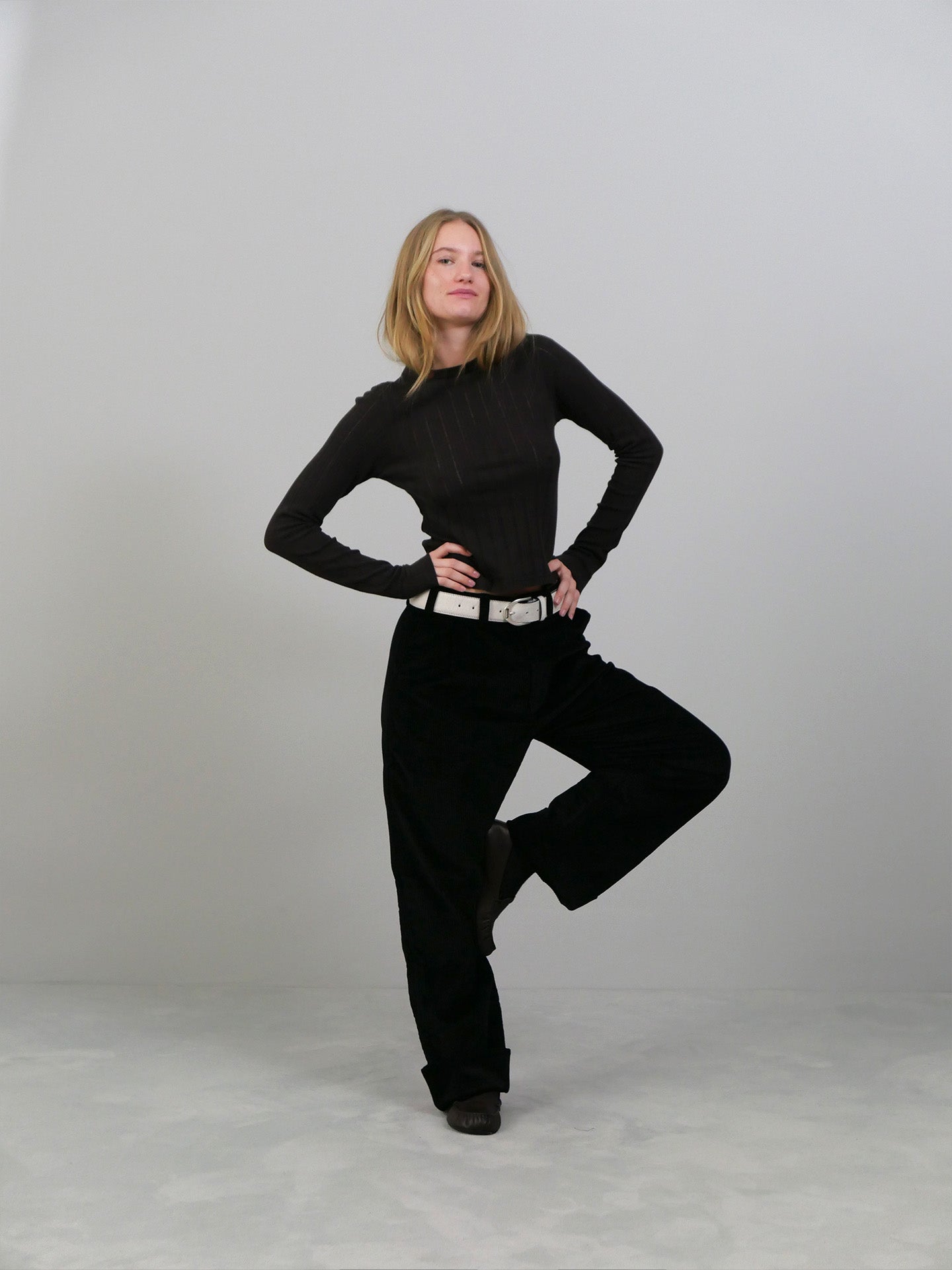 LS Round Neck - Brown Rib