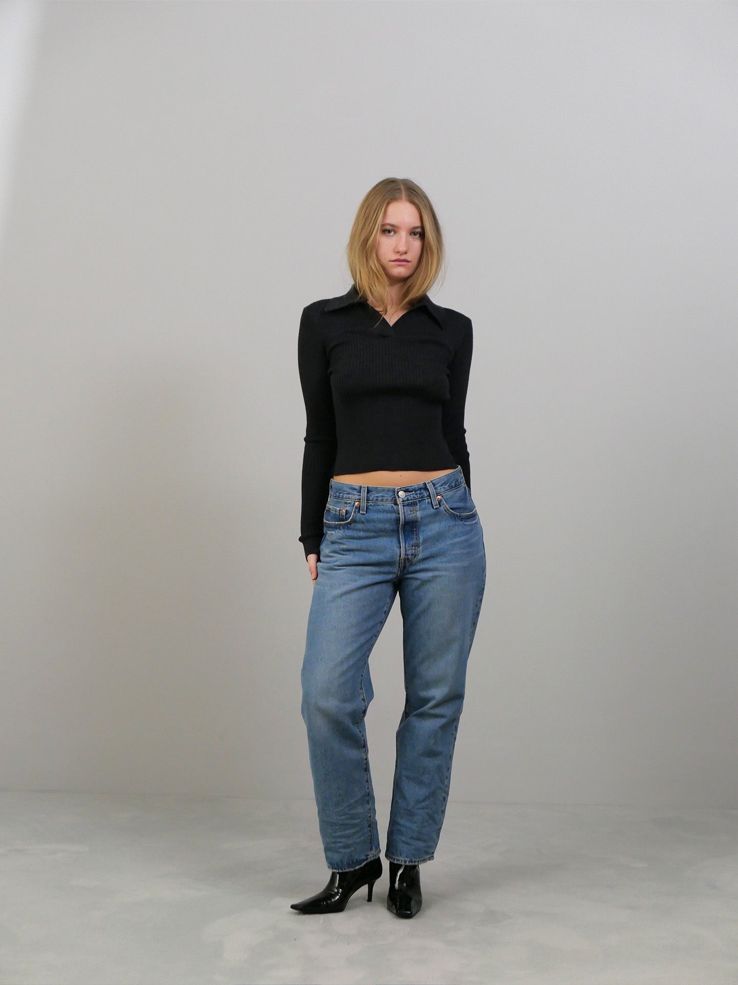 Open Placket Polo - Dark Grey