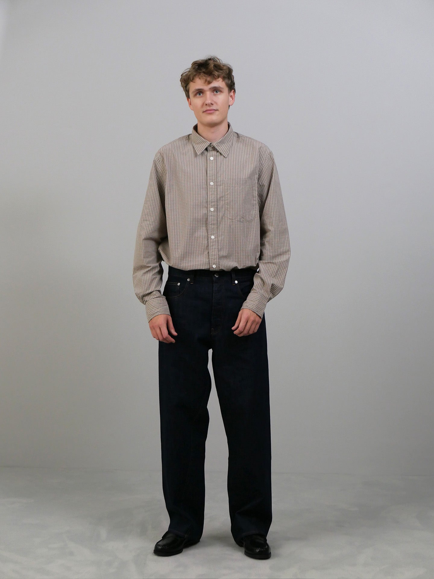 Algot Poplin Check Shirt - Walnut