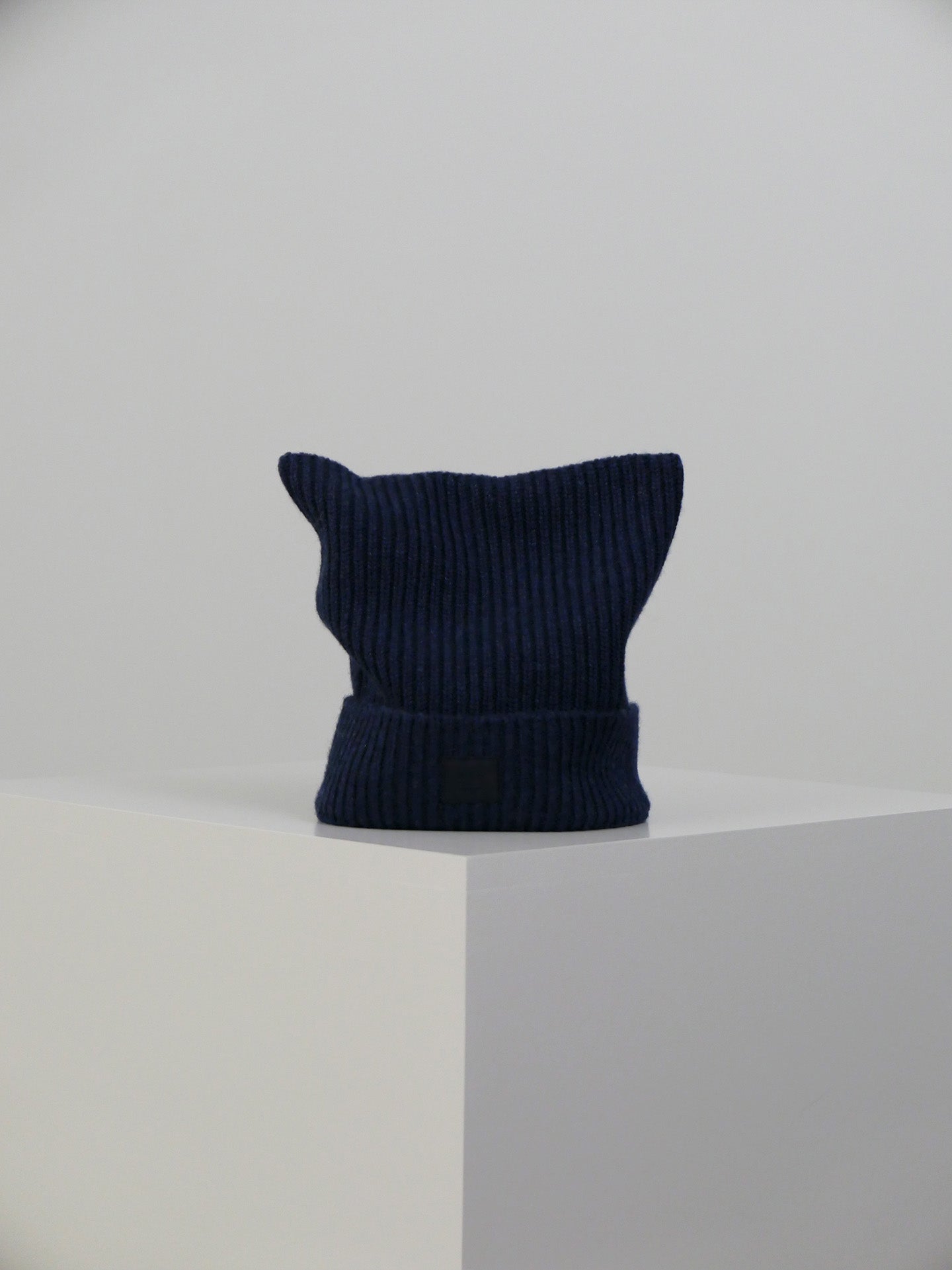 Face Logo Square Beanie - Navy Melange