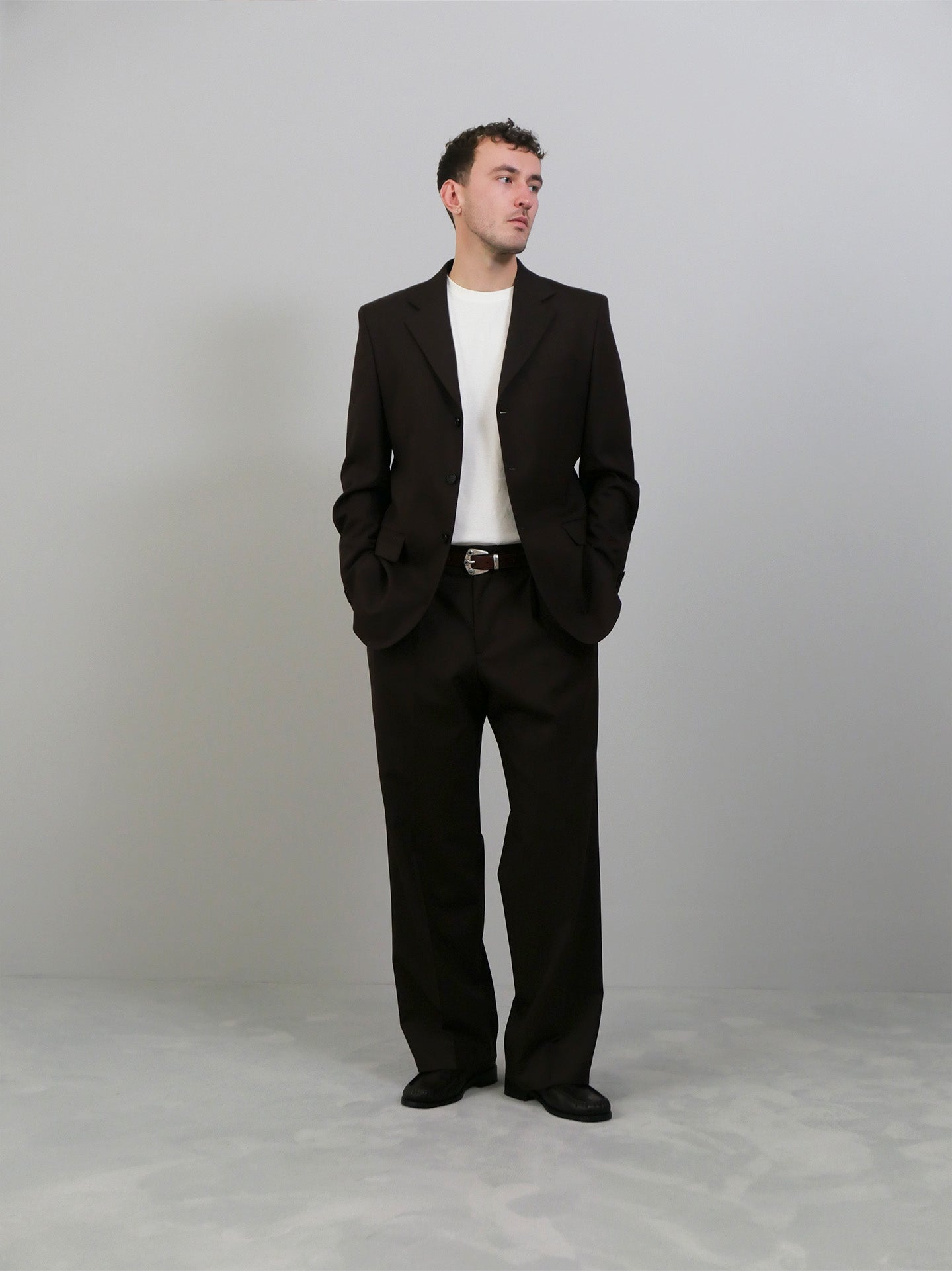 Wide Pleated Trouser - Brown