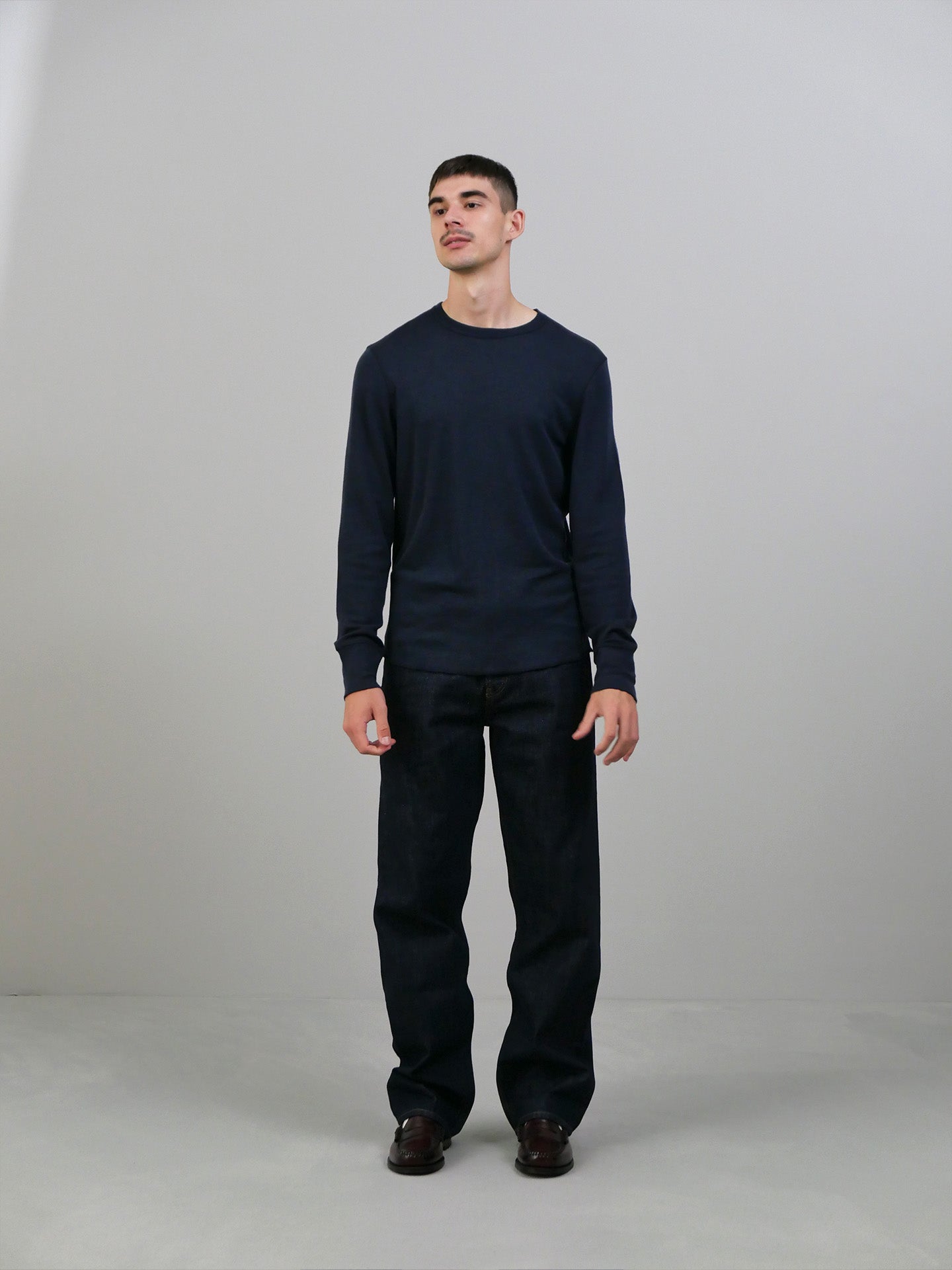 Wool Tee LS - Navy
