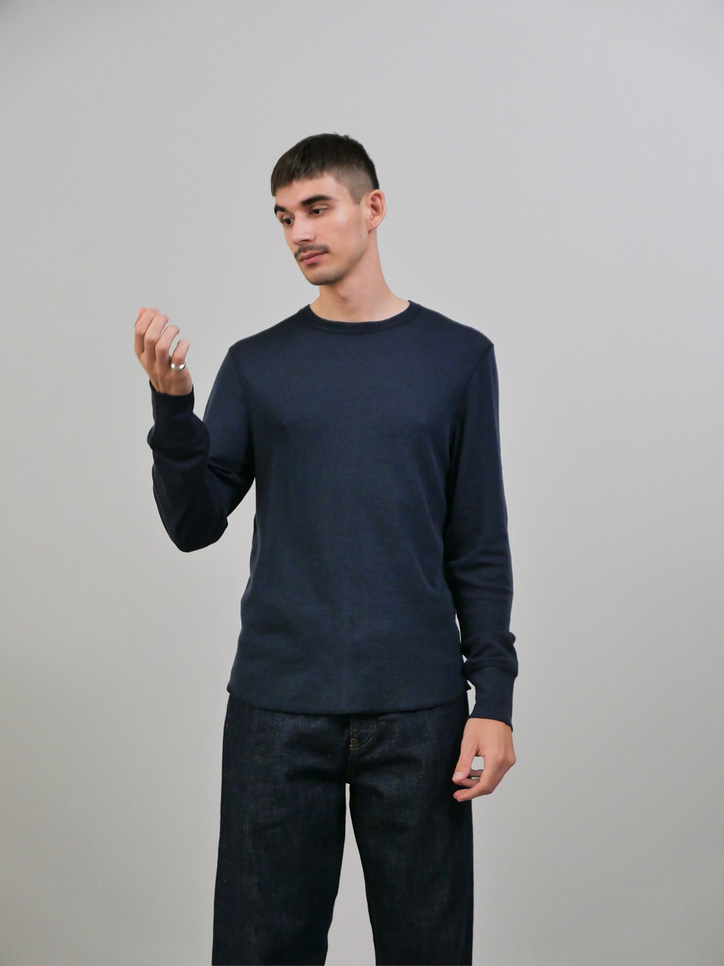 Wool Tee LS - Navy