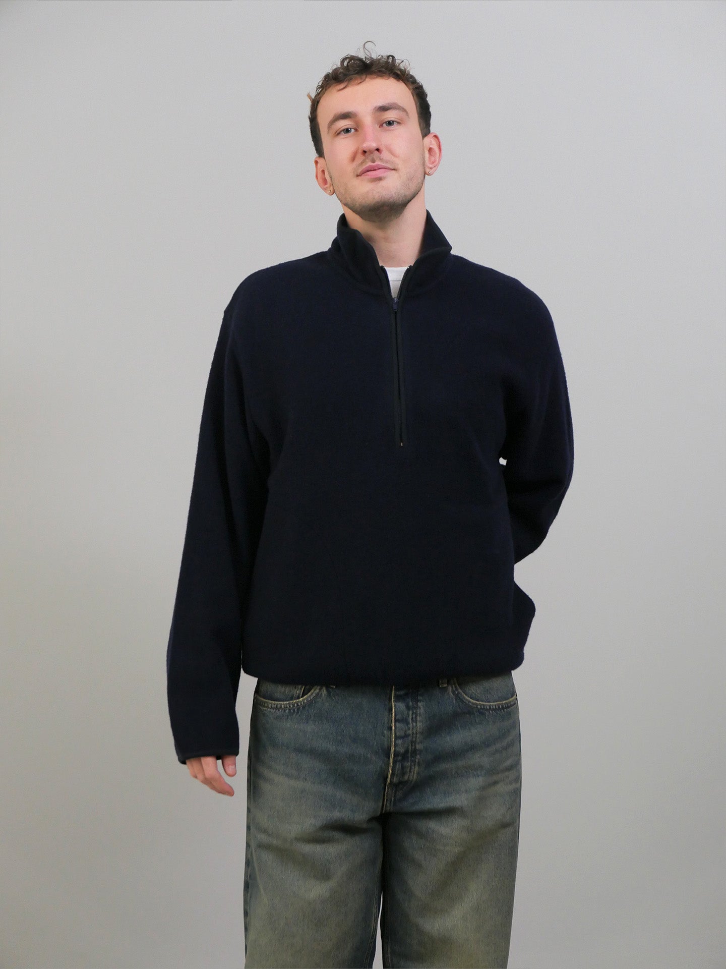 Wool Zip - Navy