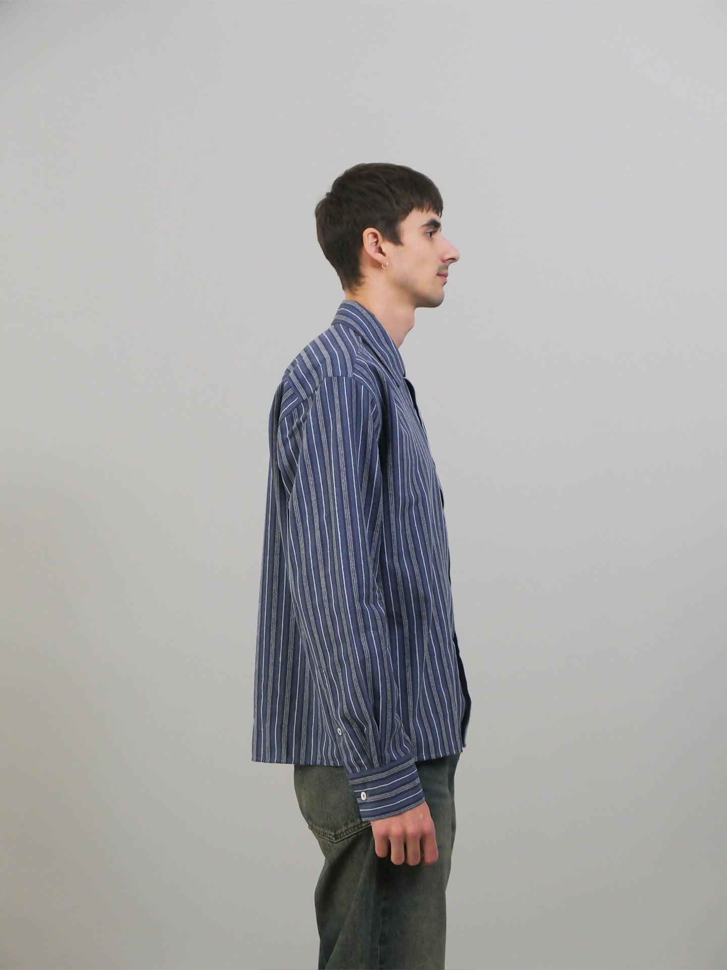 Flat Shirt - Navy/Blue/White Stripe