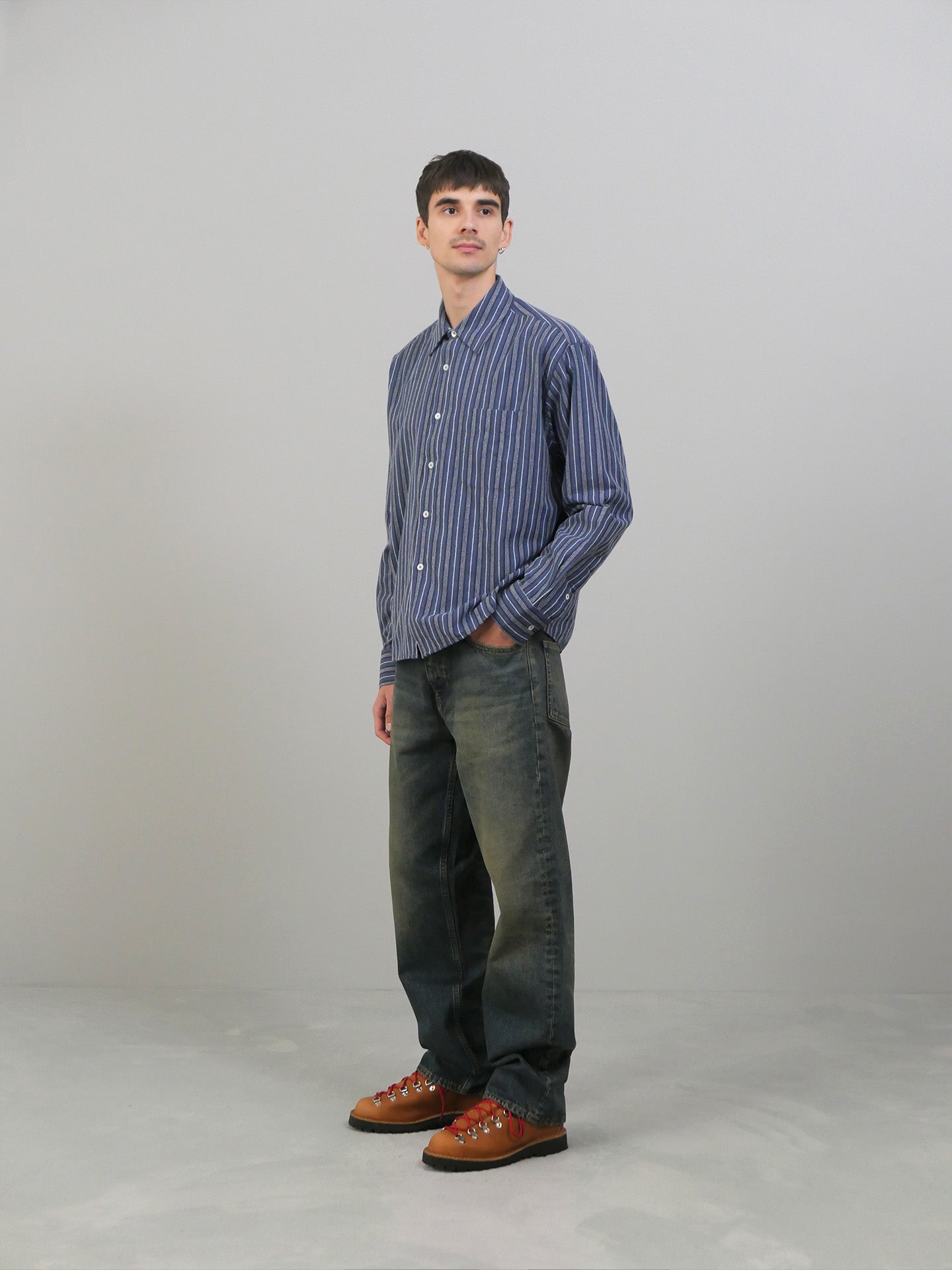 Flat Shirt - Navy/Blue/White Stripe